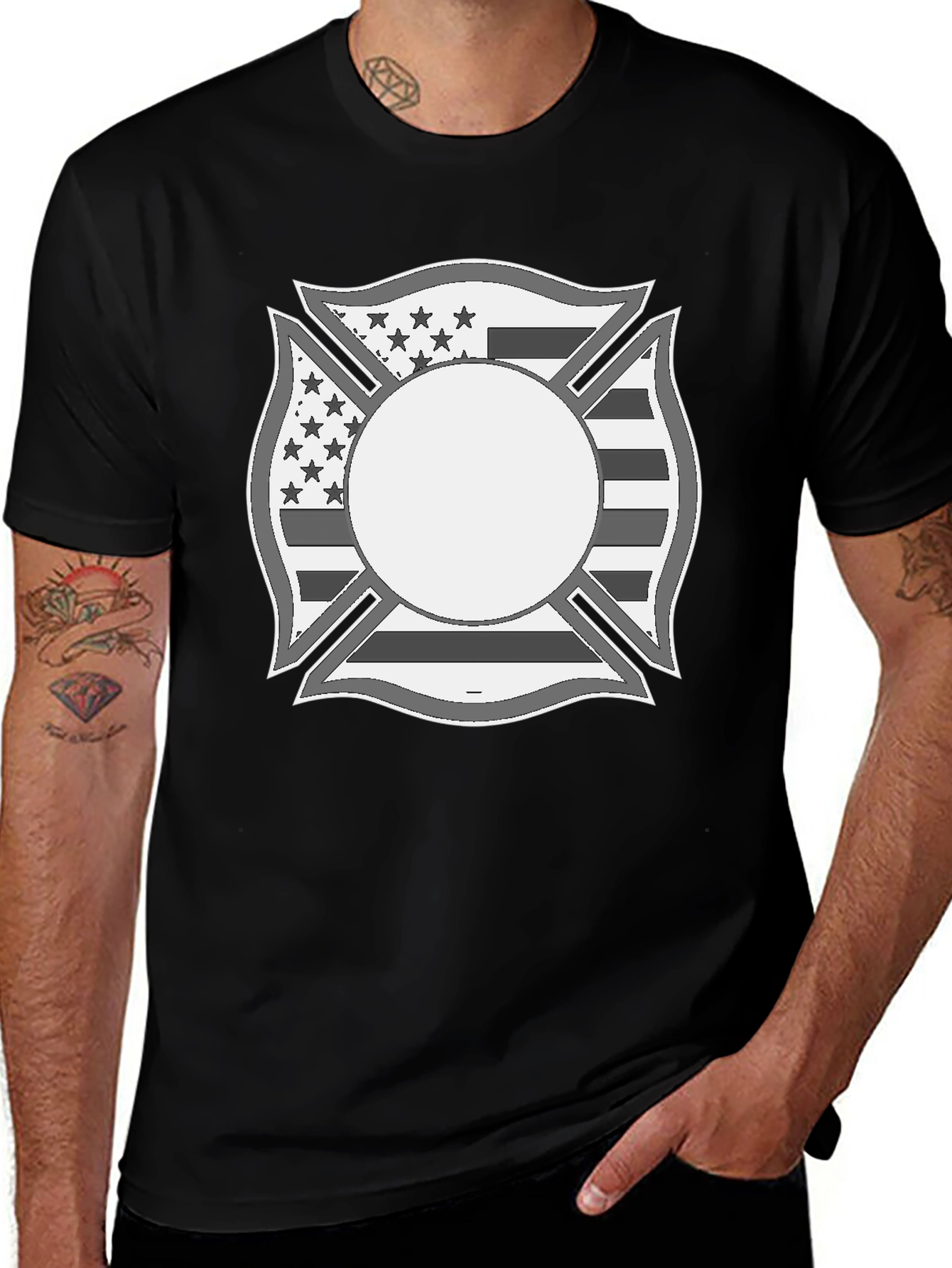Variant 9 of Firefighter American Flag Maltase Cross T-Shirt