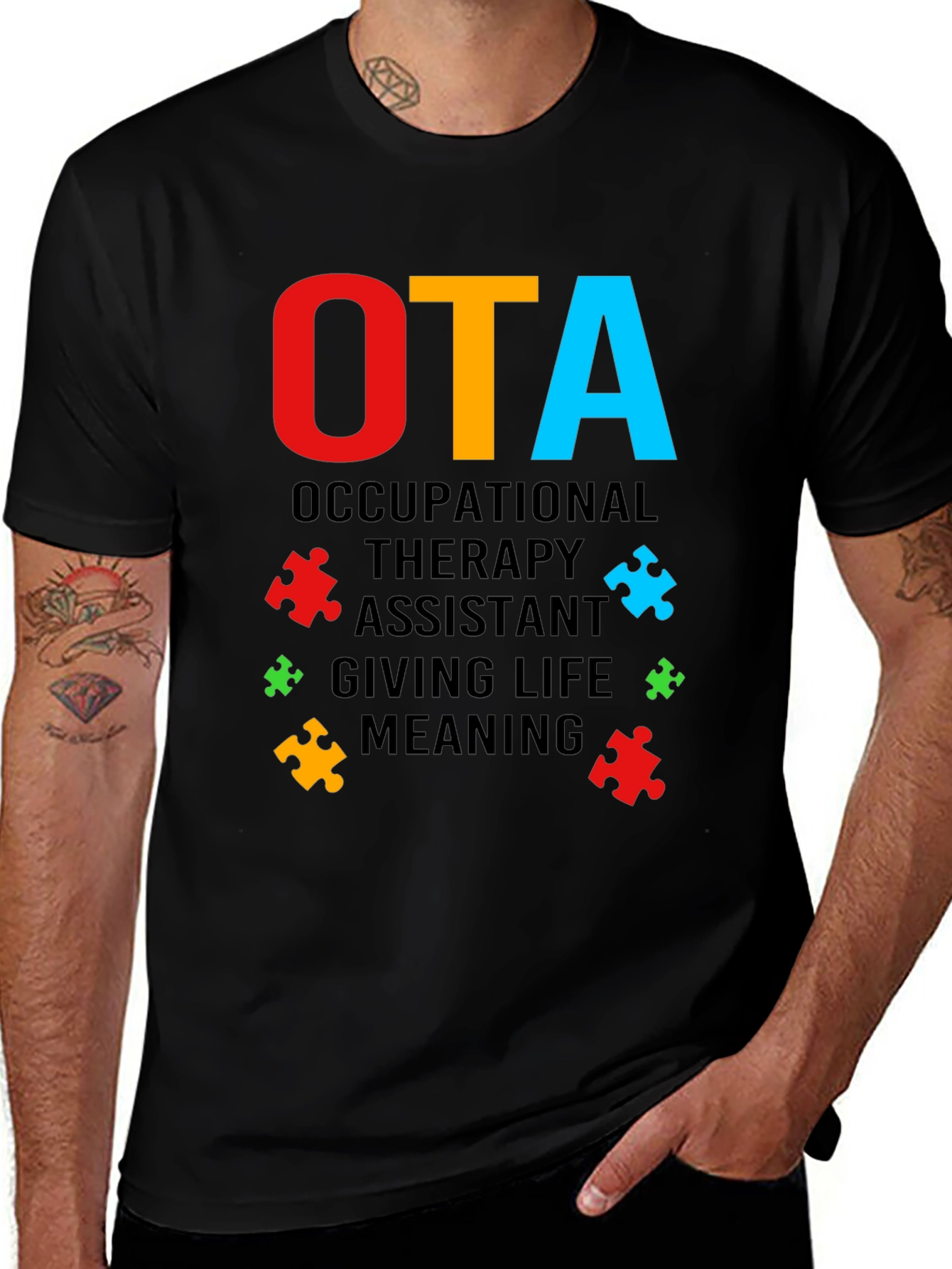 OTA Occupational Therapy Assistant Puzzle Piece T-Shirt