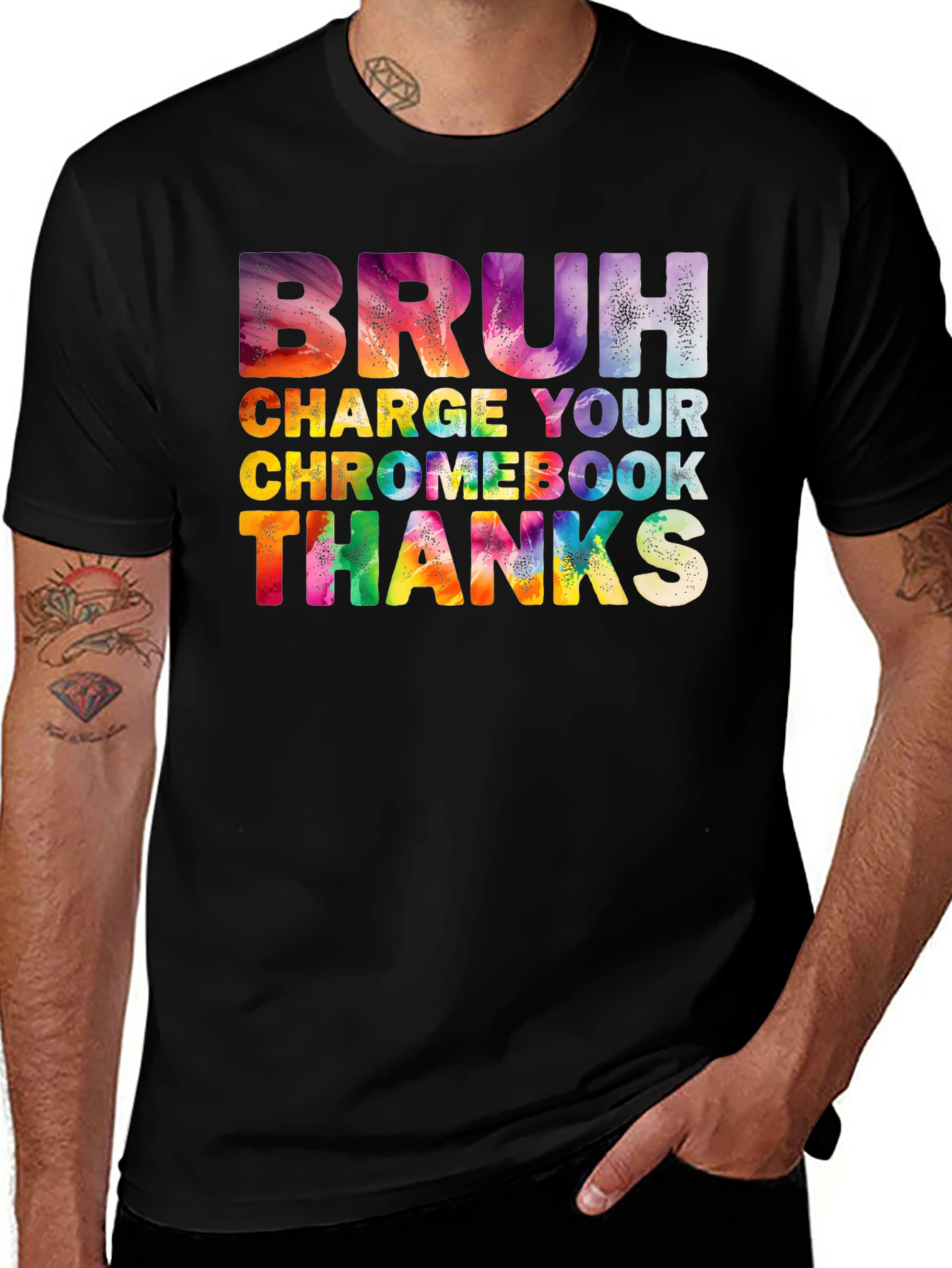Variant 14 of Bruh Charge Your Chromebook Graphic T-Shirt