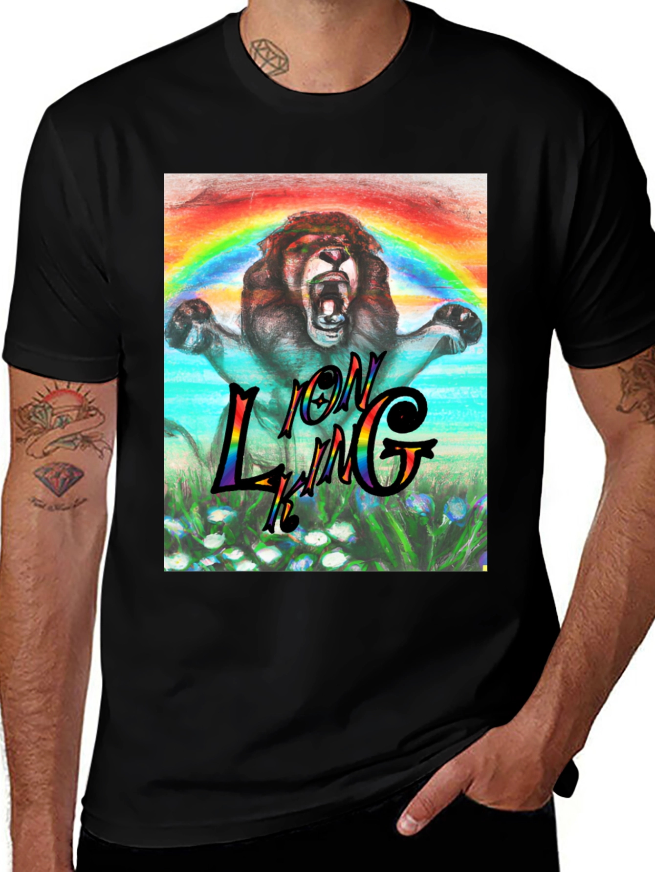 Black Lion King Rainbow Graphic Tee - Black main image