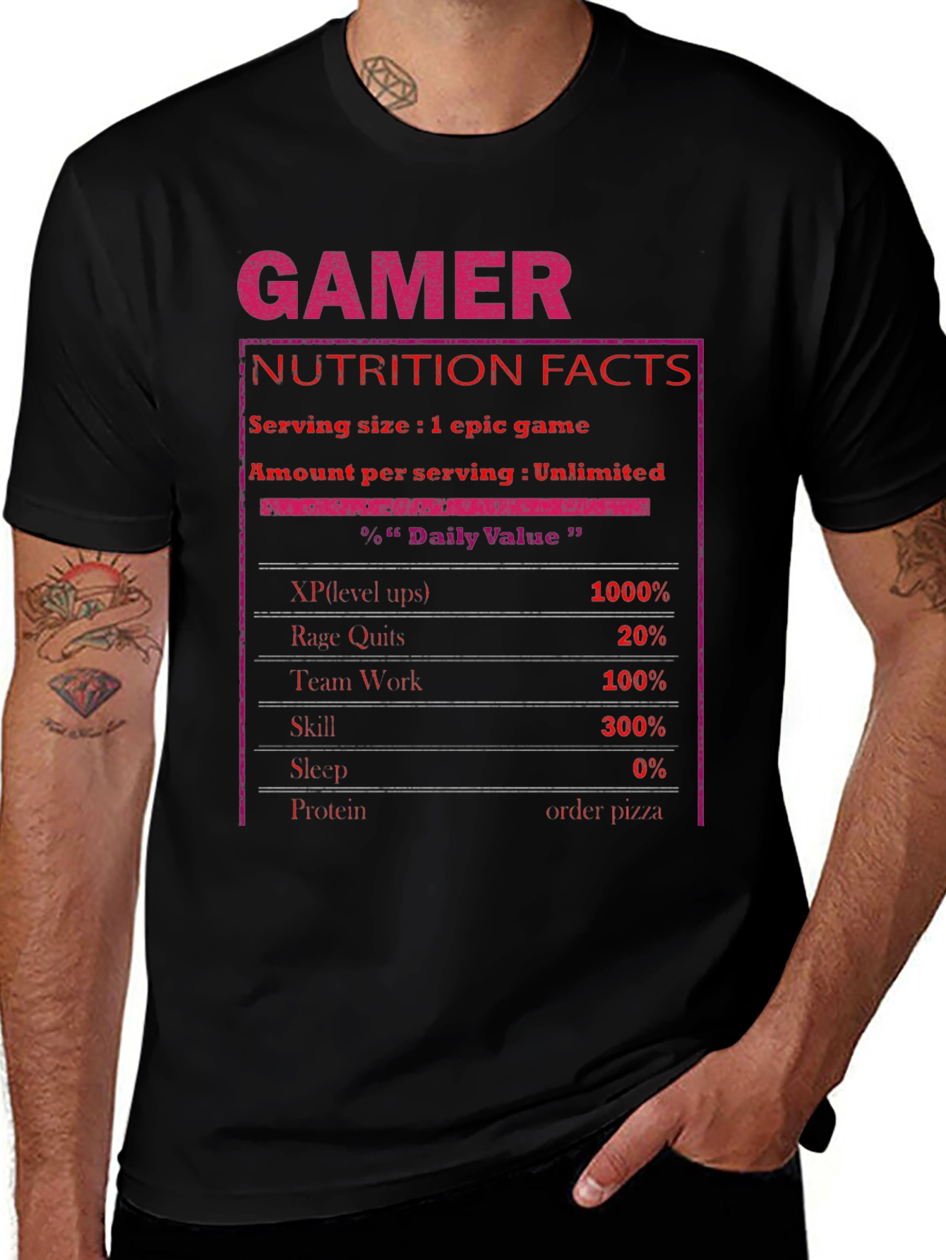 Variant 13 of Gamer Nutrition Facts T-Shirt