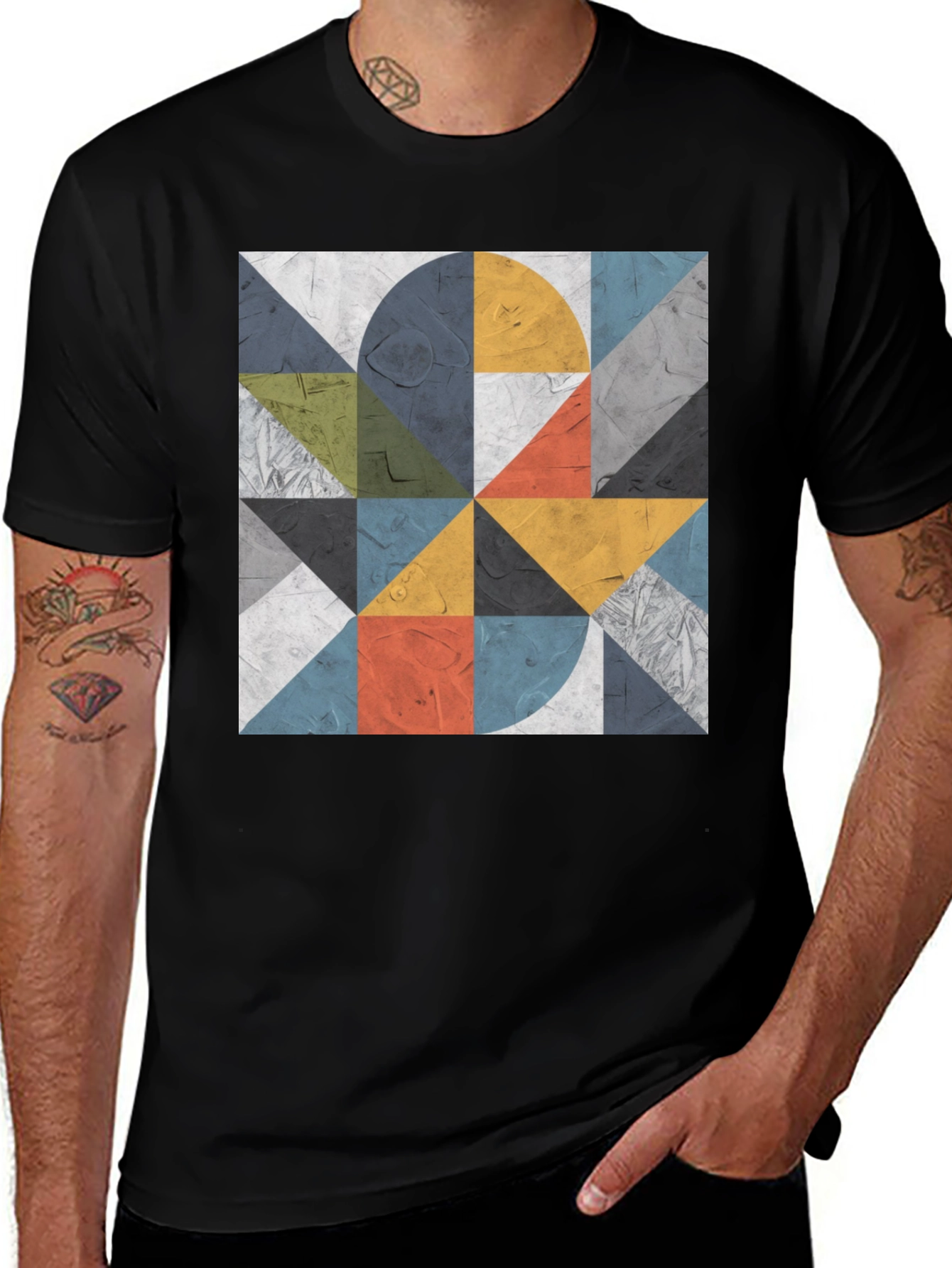 Variant 20 of Geometric Pattern Black T-Shirt