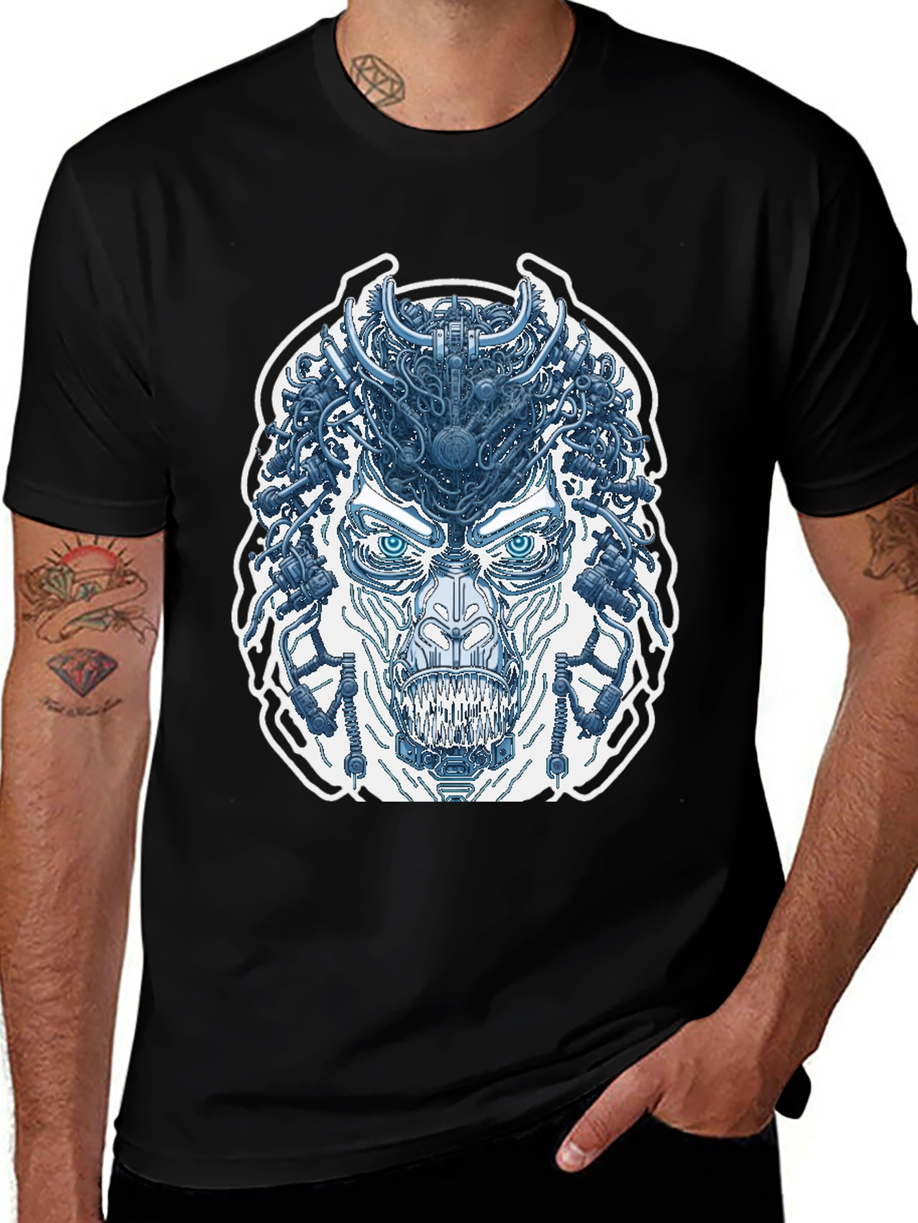 Variant 2 of Cyberpunk Monster Graphic Tee - Black