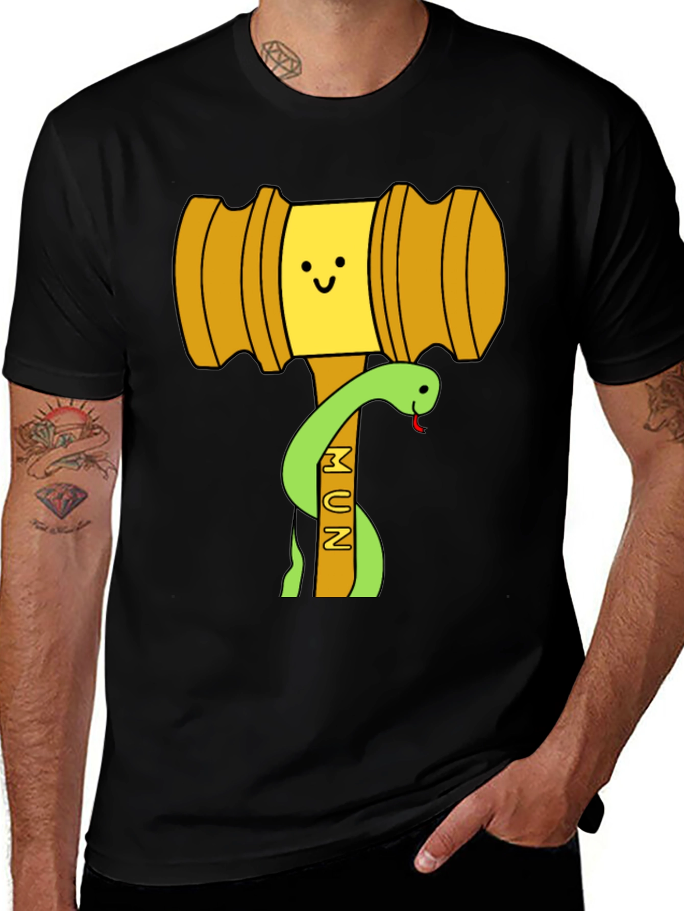 Variant 9 of Cartoon Hammer & Snake Graphic Tee