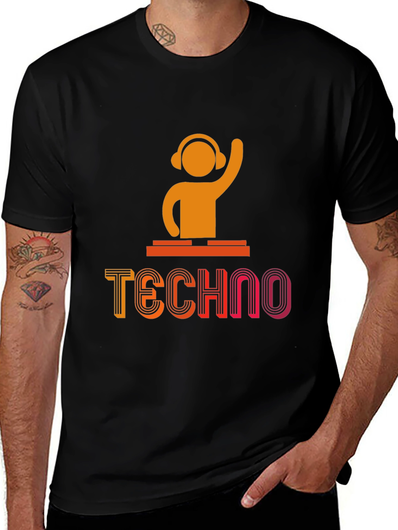 Variant 14 of Techno DJ Graphic Tee - Black