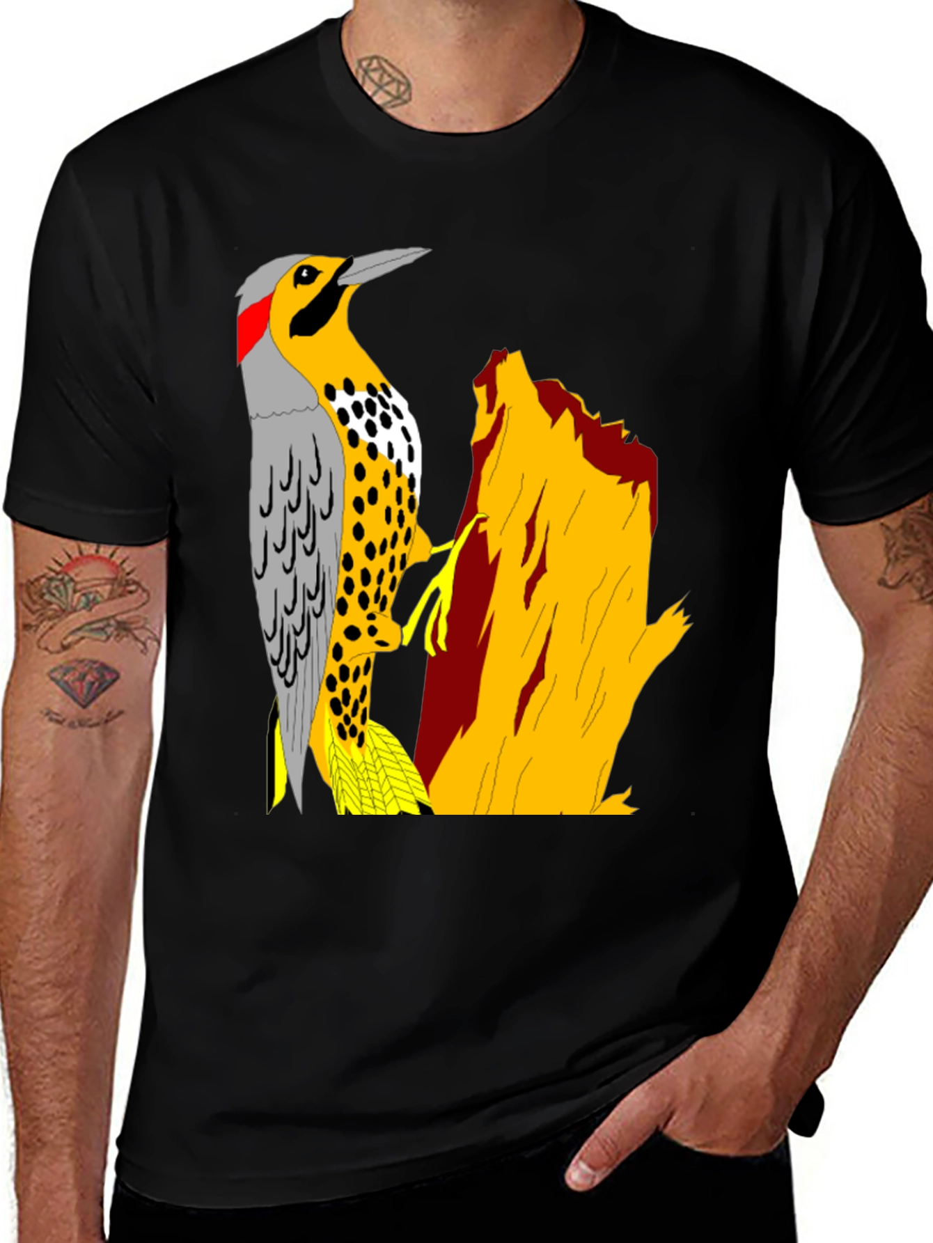 Variant 14 of Woodpecker Graphic Tee - Nature Lover's Black T-Shirt