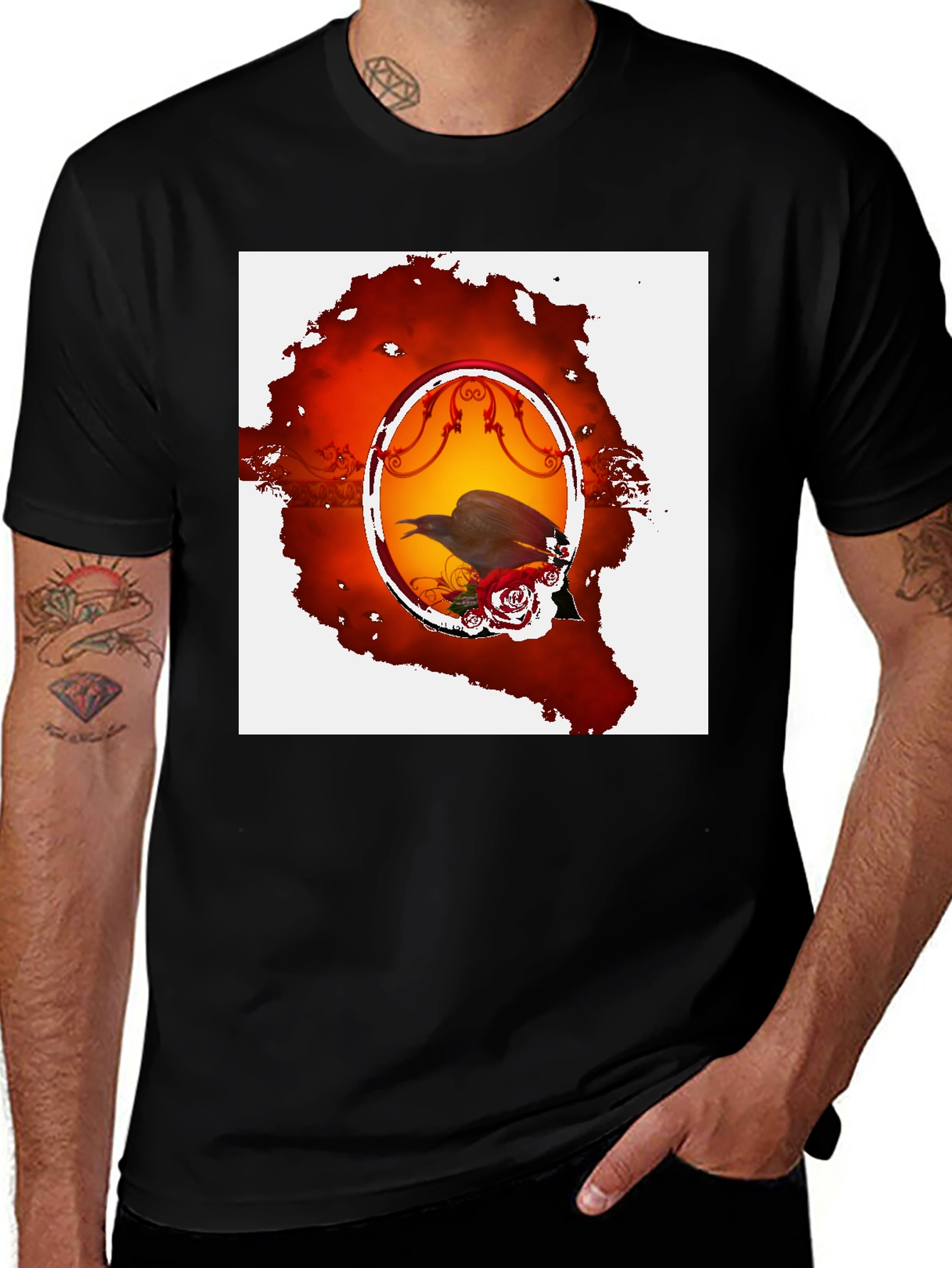 Variant 19 of Raven & Roses Graphic Tee - Gothic Style Shirt