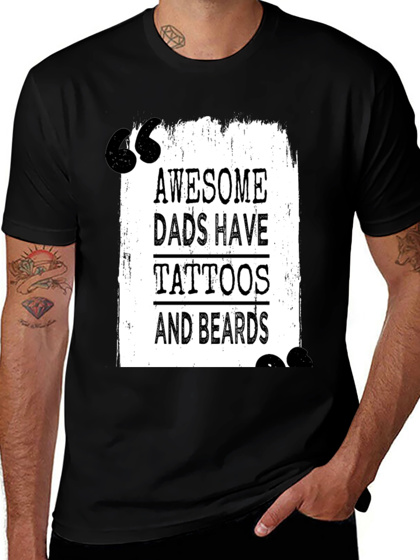 Variant 11 of Awesome Dads Tattoo & Beard Black T-Shirt