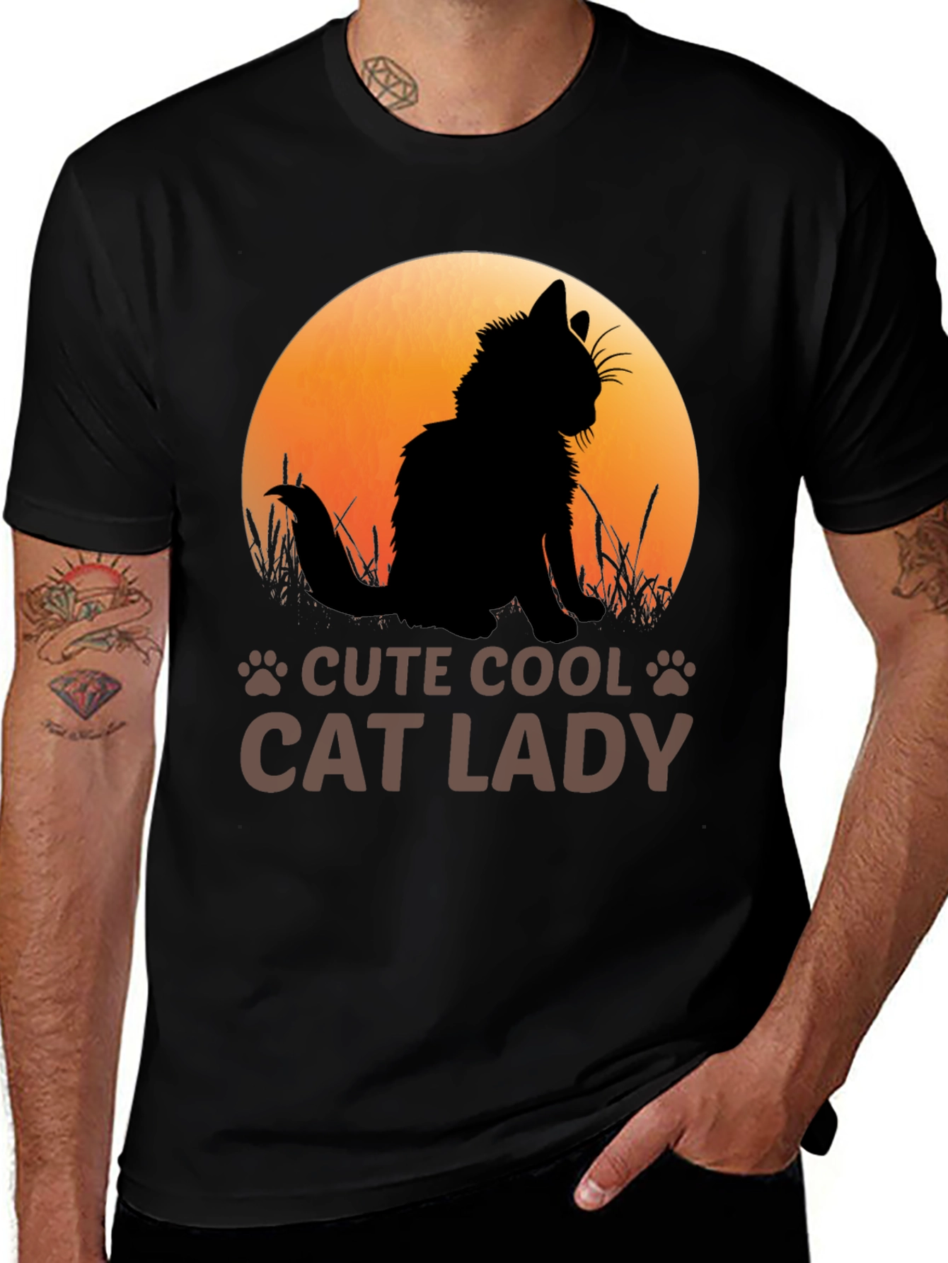 Variant 22 of Cute Cool Cat Lady Black T-Shirt