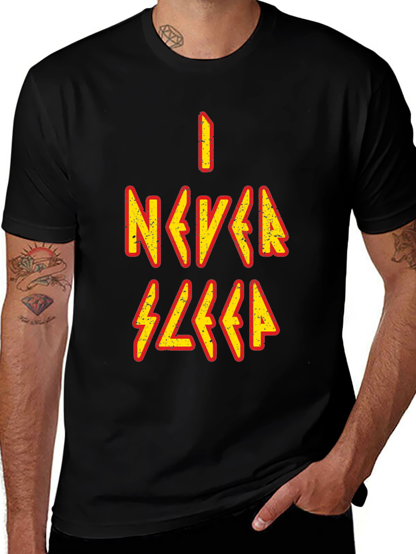 I Never Sleep Graphic Tee - Black Cotton T-Shirt