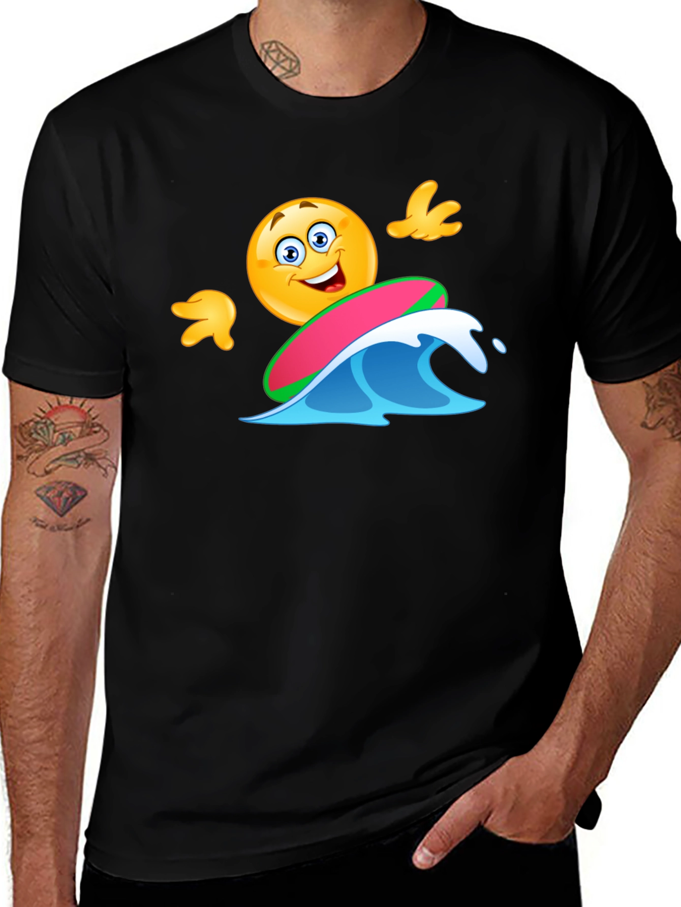 Variant 2 of Surfing Emoji T-Shirt - Fun Graphic Tee