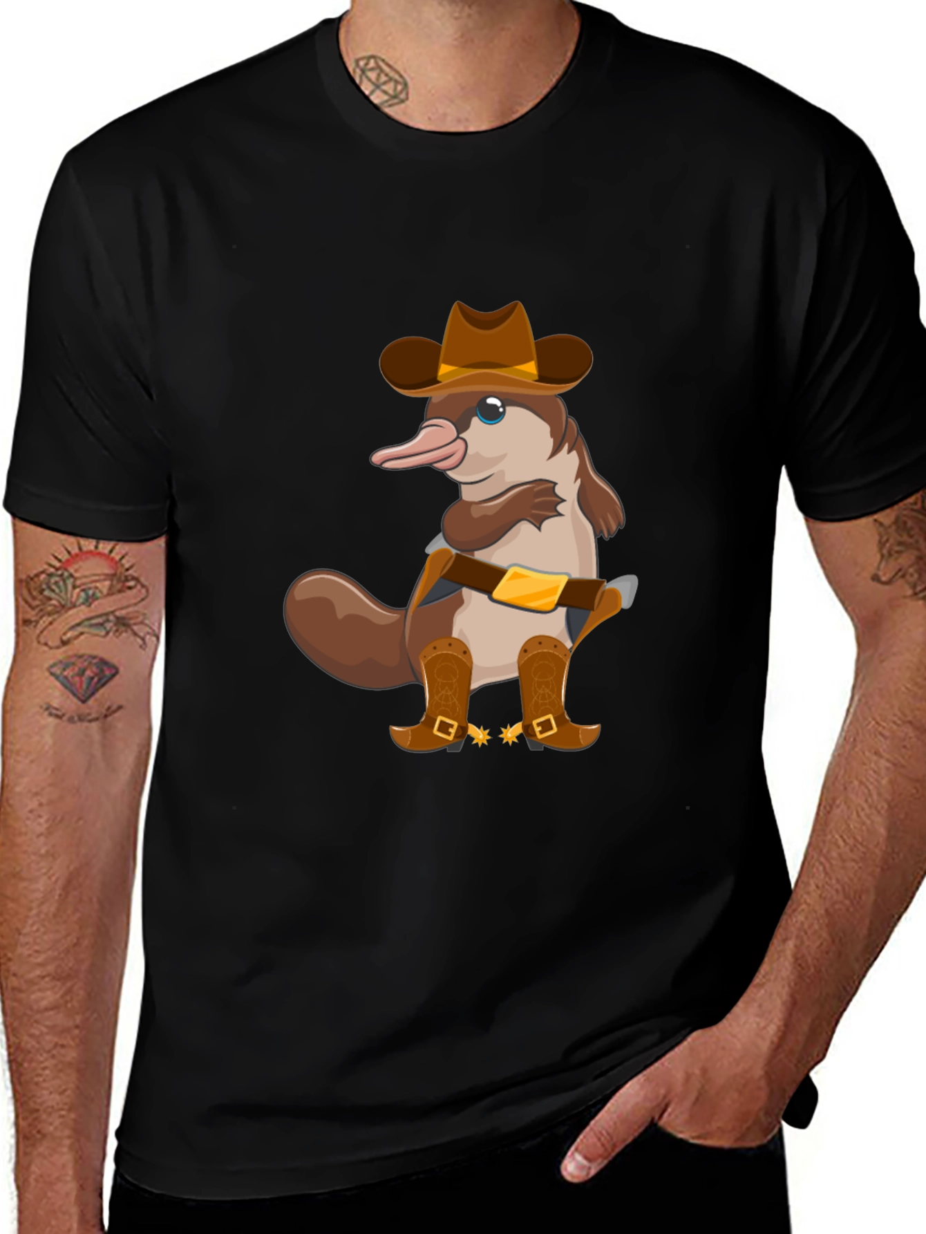 Variant 8 of Cartoon Platypus Cowboy T-Shirt