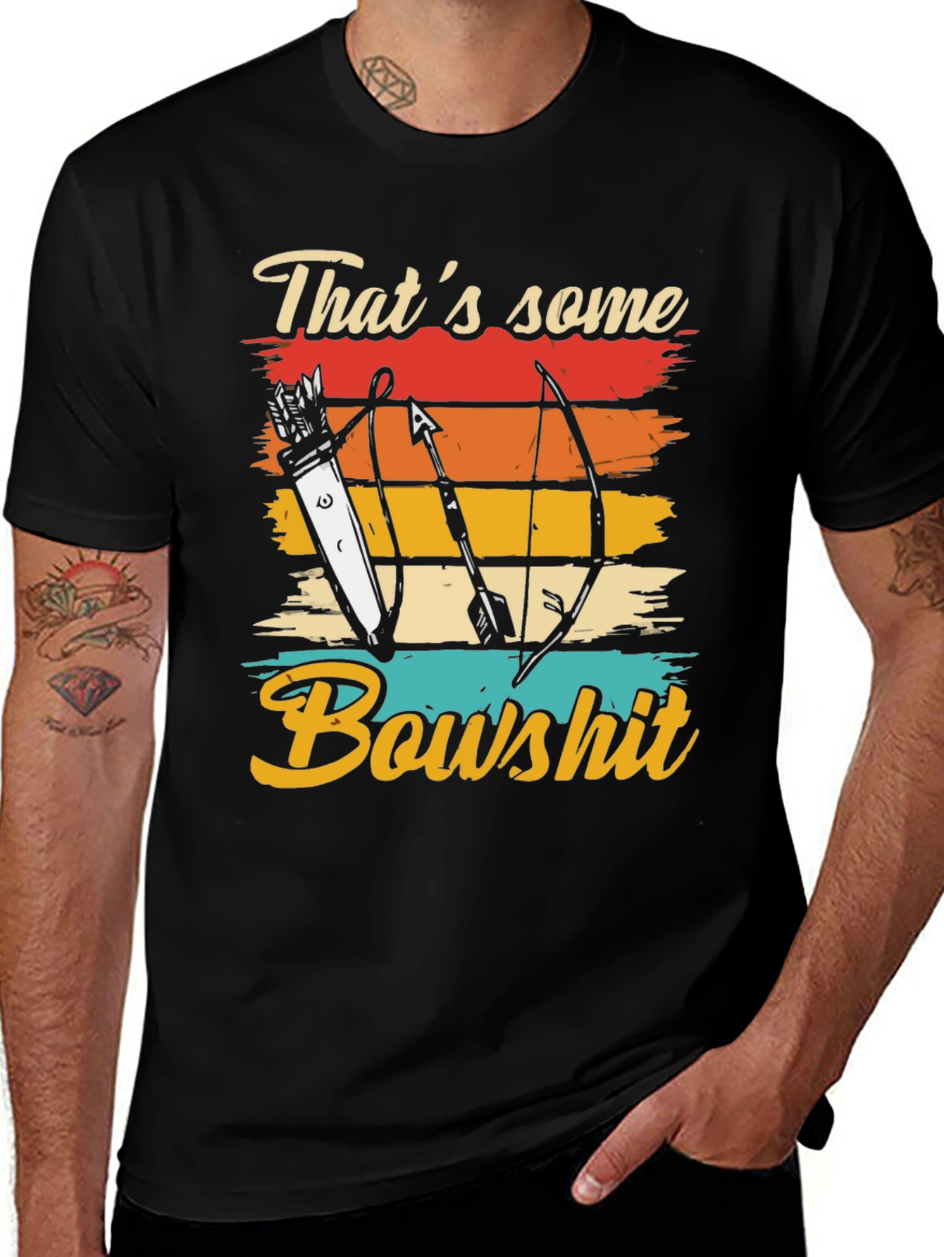 Black That's Some Bowshit T-Shirt Archery Arrow Retro Design main image