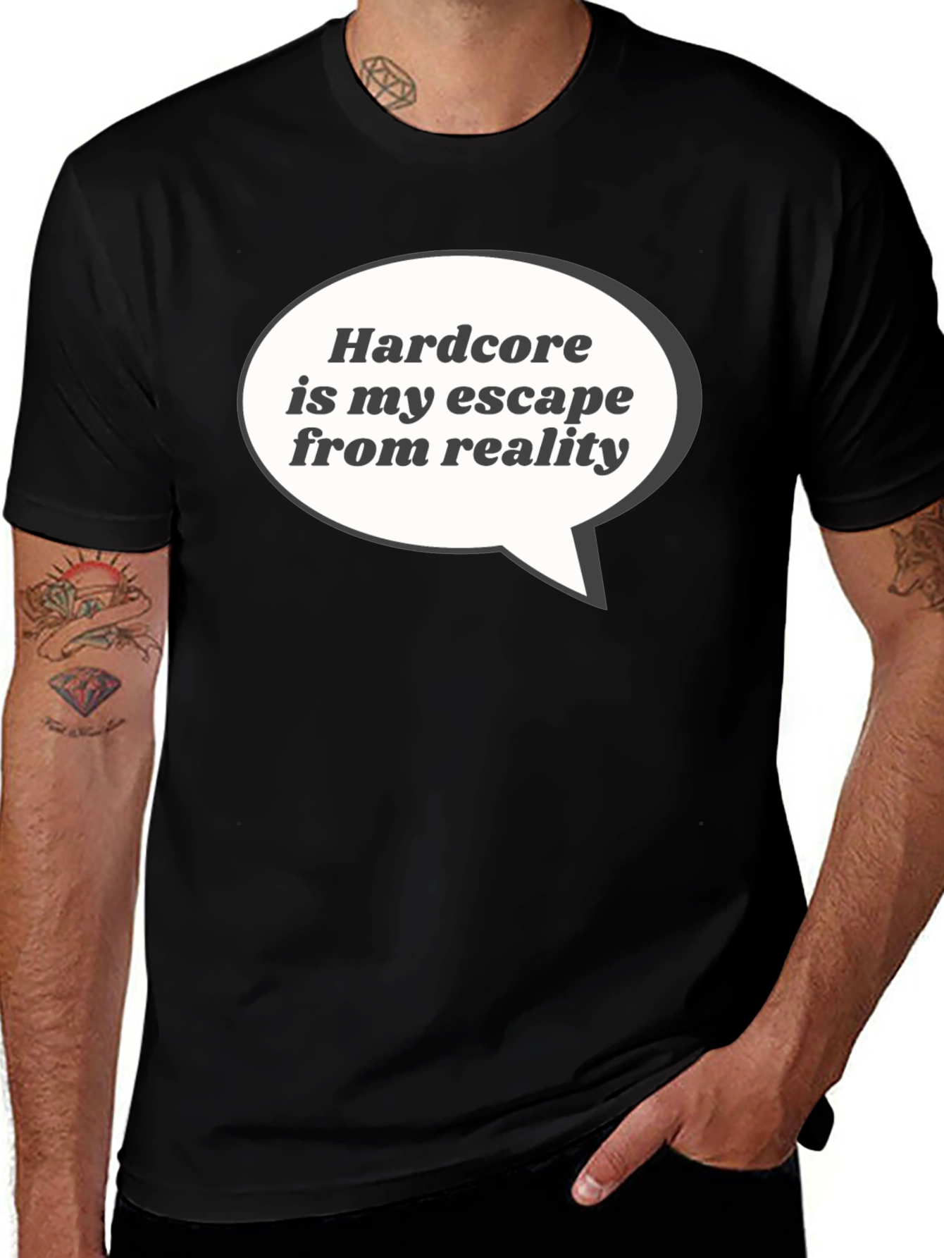 Variant 2 of Hardcore Escape T-Shirt - Black Graphic Tee