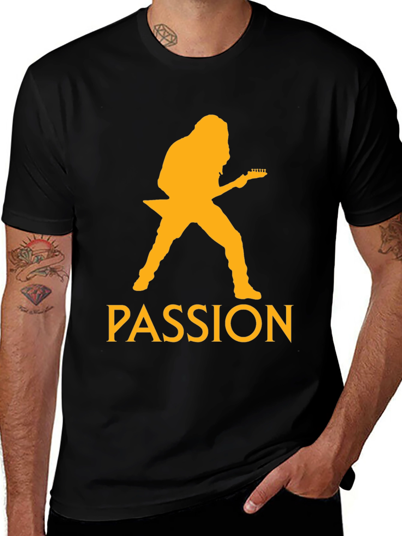 Variant 18 of Passion Guitar Player Graphic Tee - Black