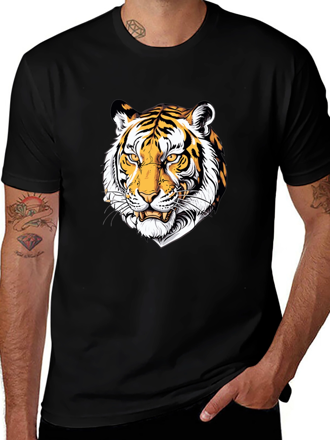 Variant 14 of Tiger Graphic Black T-Shirt