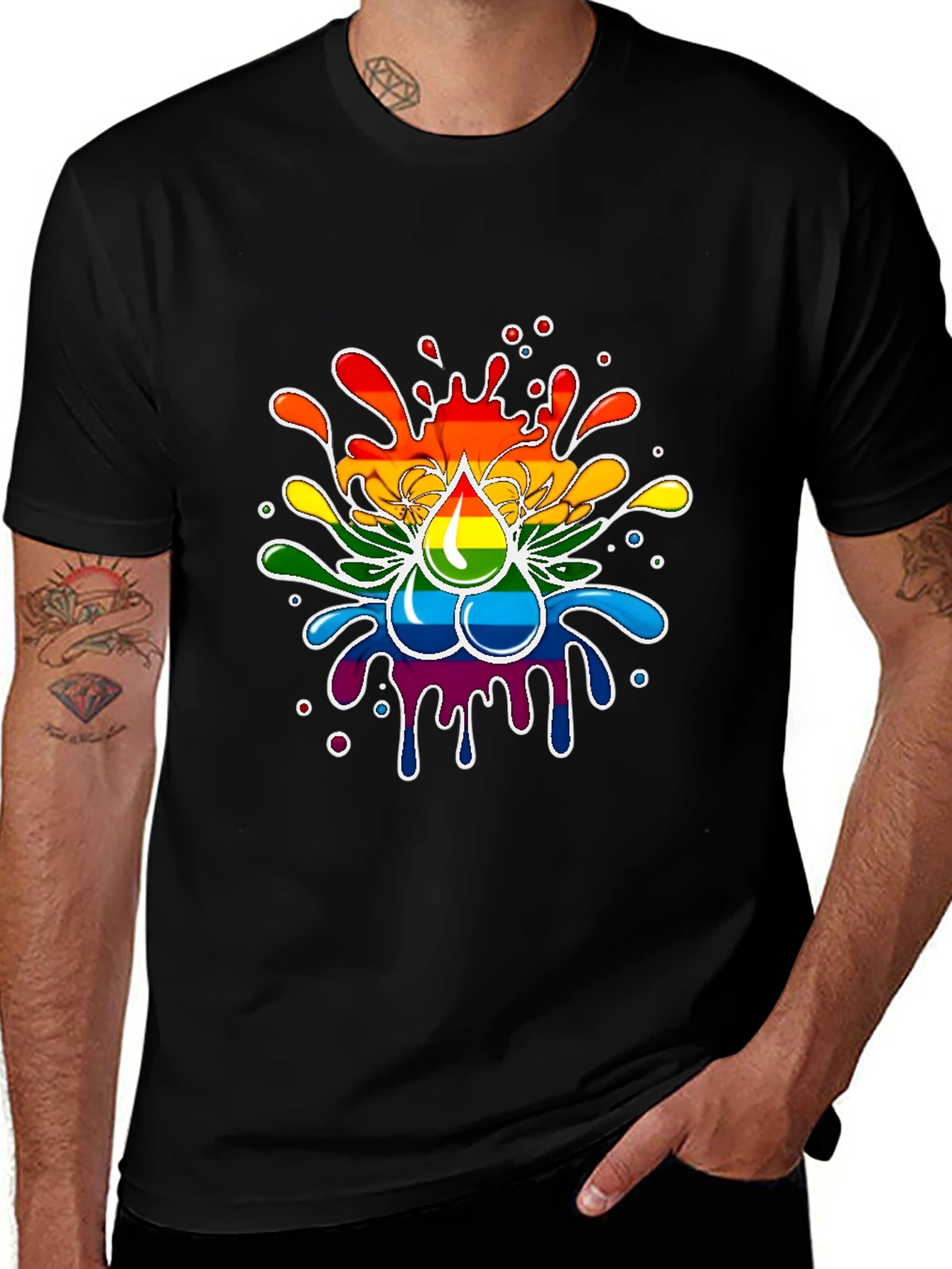 Variant 20 of Rainbow Splash T-Shirt - Pride Inspired Design
