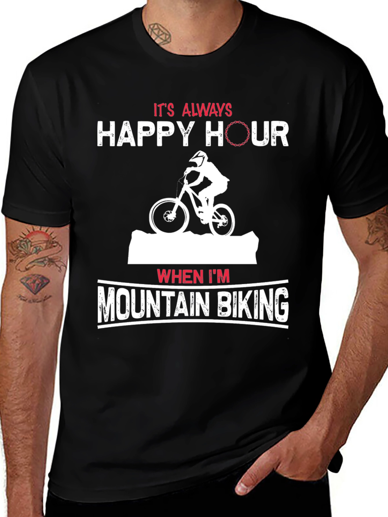 Variant 26 of Mountain Biking Happy Hour Graphic Tee