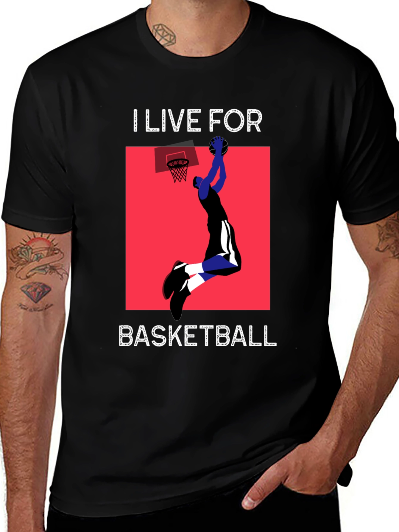 Variant 11 of I Live For Basketball Black Graphic Tee
