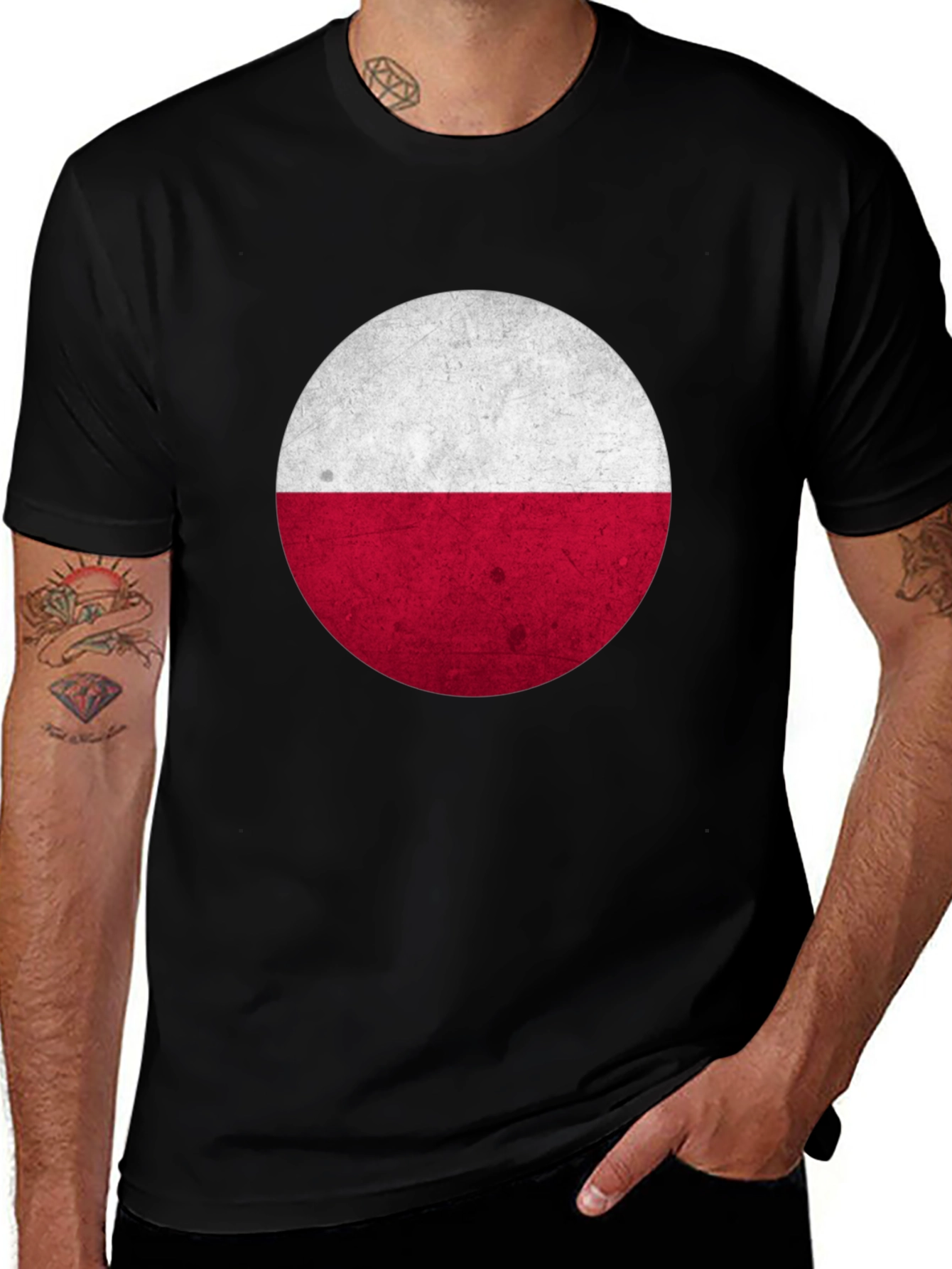 Poland Flag Graphic Tee - Black Cotton Shirt