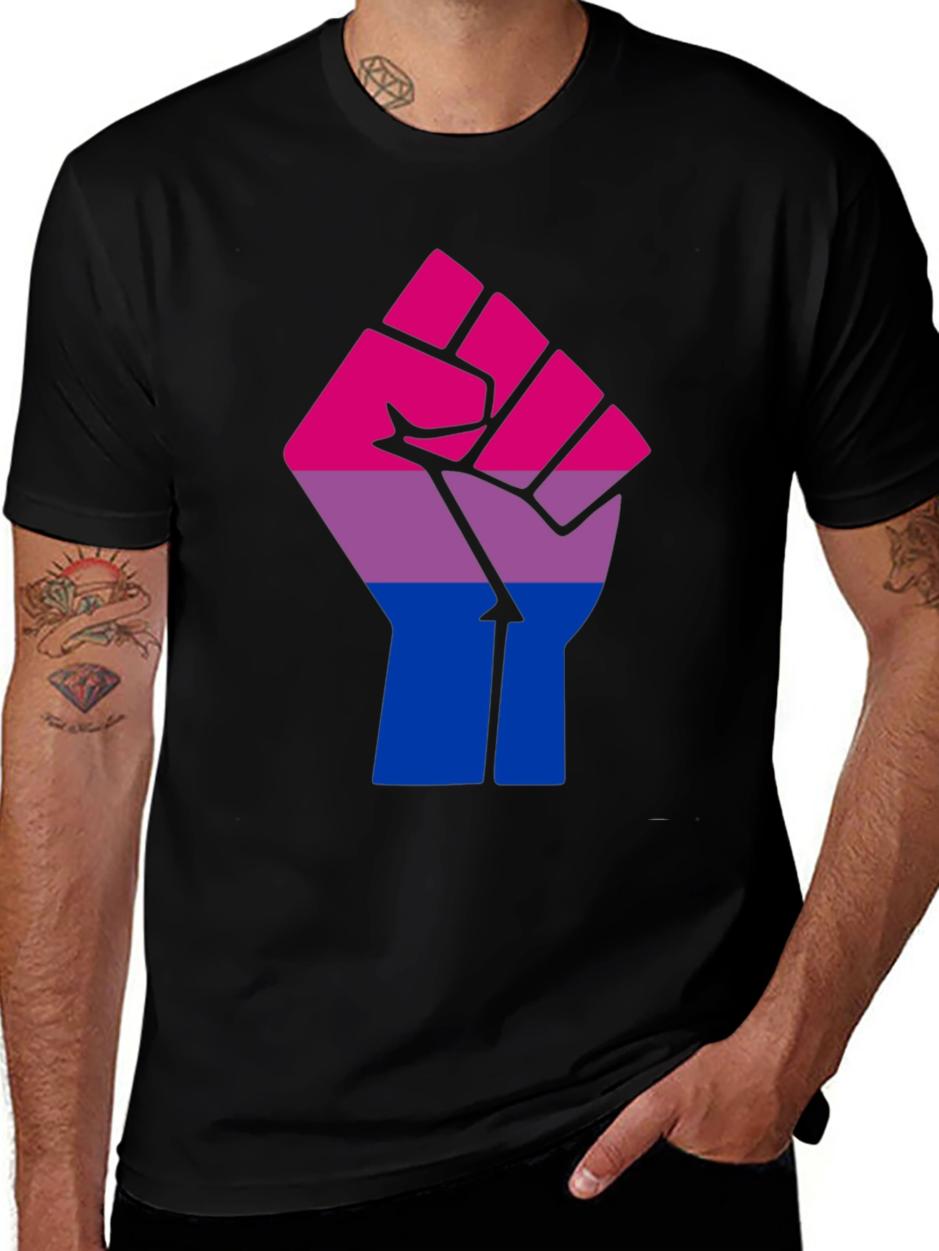Variant 14 of Bisexual Pride Fist Graphic T-Shirt
