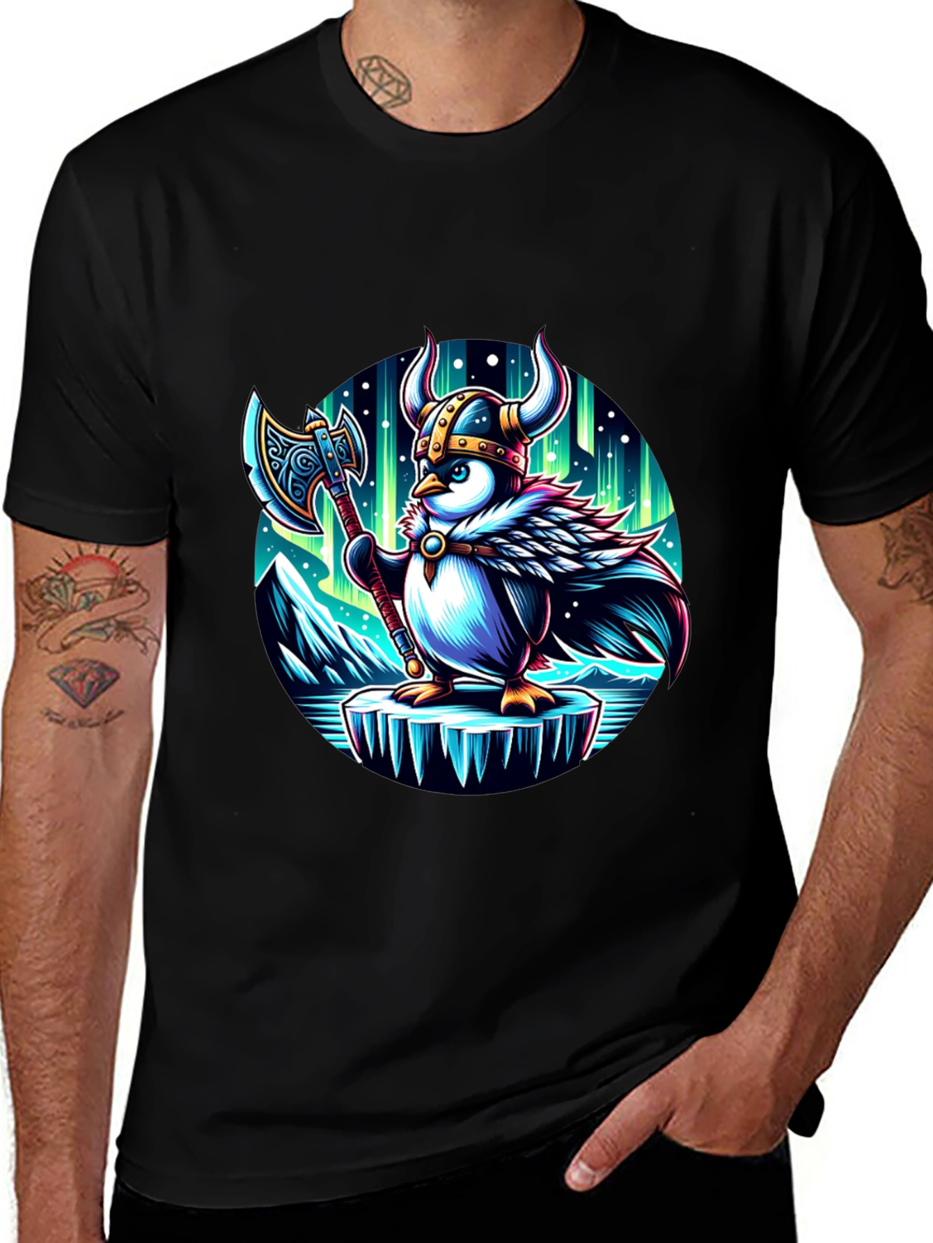 Variant 22 of Viking Penguin Graphic Tee - Northern Lights Design