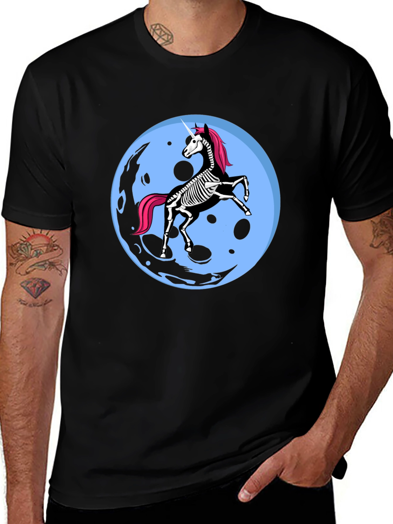 Variant 26 of Unicorn Skeleton Moon Graphic T-Shirt