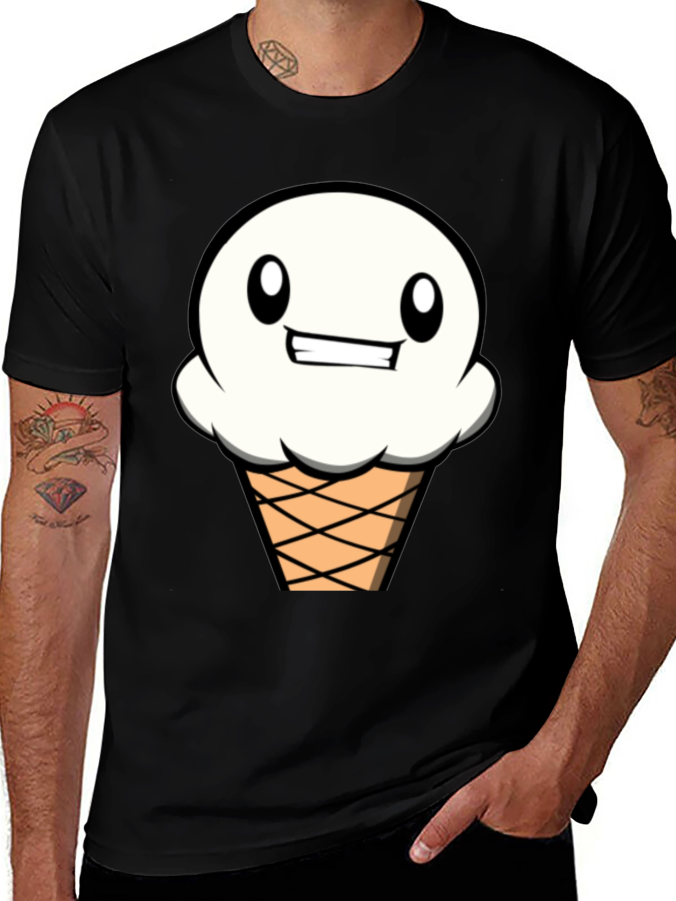 Variant 4 of Ice Cream Graphic Tee - Fun Black T-Shirt
