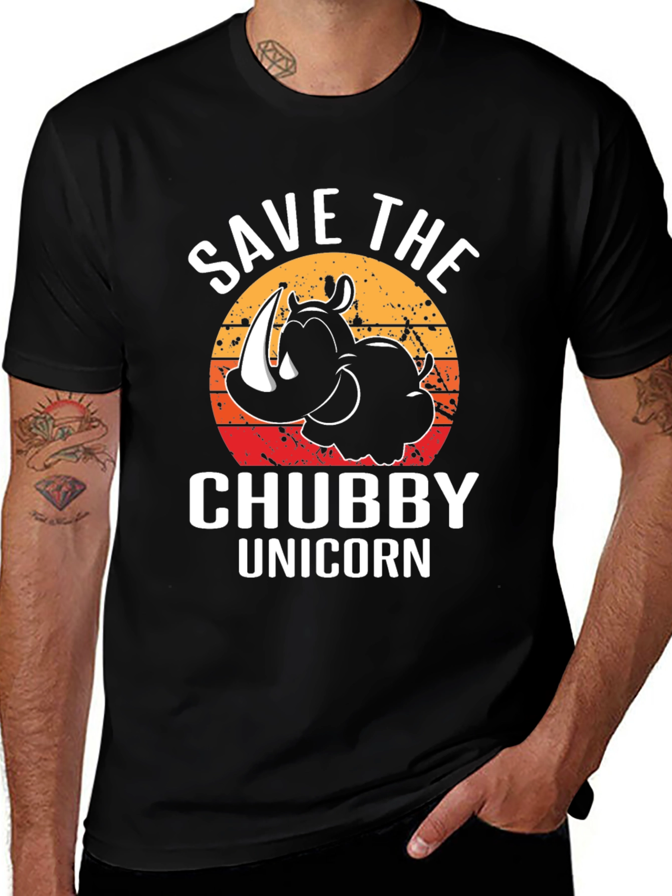 Variant 22 of Save the Chubby Unicorn Black Graphic Tee