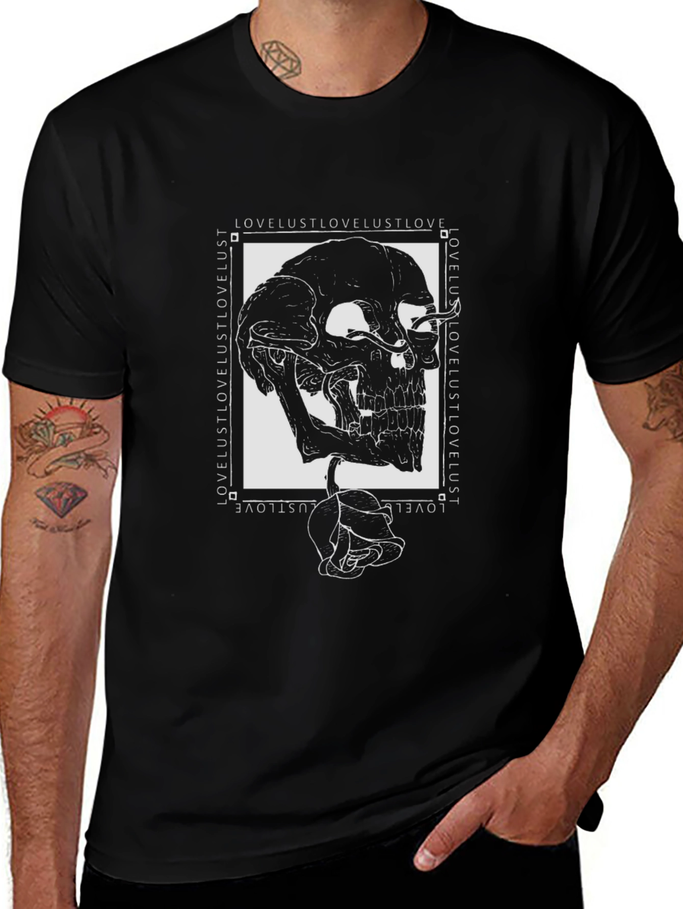 Variant 22 of Skull & Rose Graphic Tee - Love Lust Design