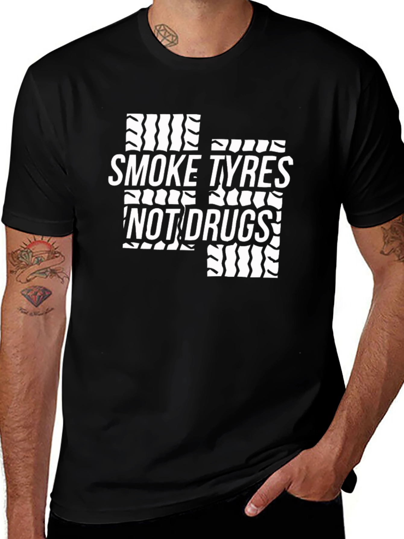 Variant 17 of Smoke Tyres Not Drugs Black T-Shirt