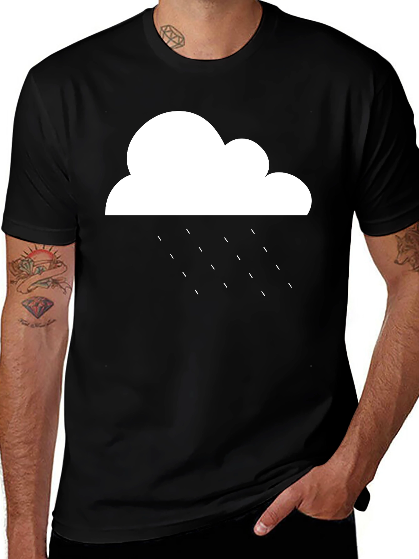 Variant 22 of Rainy Cloud Graphic T-Shirt - Black Cotton Tee