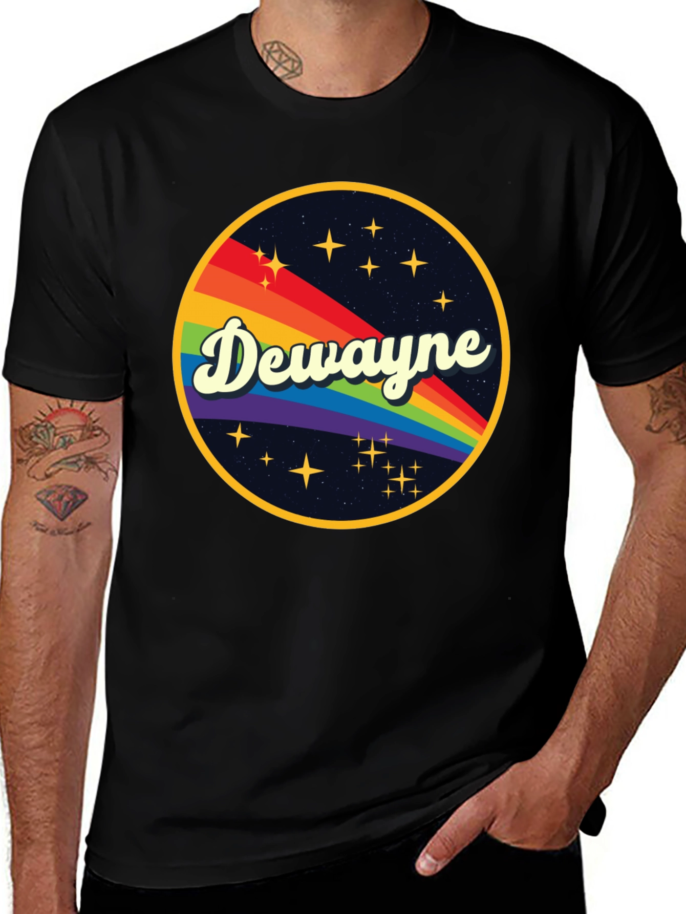 Variant 21 of Dewayne Rainbow Retro T-Shirt