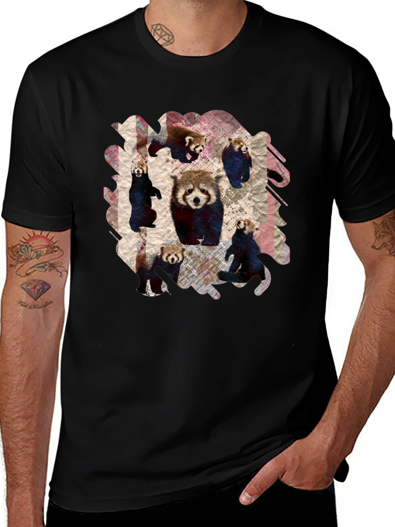 Variant 16 of Red Panda Collage Graphic T-Shirt