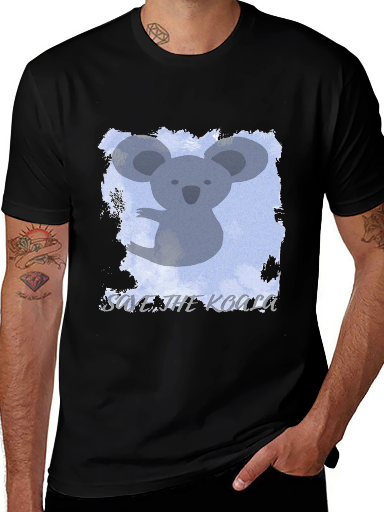 Variant 15 of Save the Koala Graphic Tee - Black Crew Neck T-Shirt