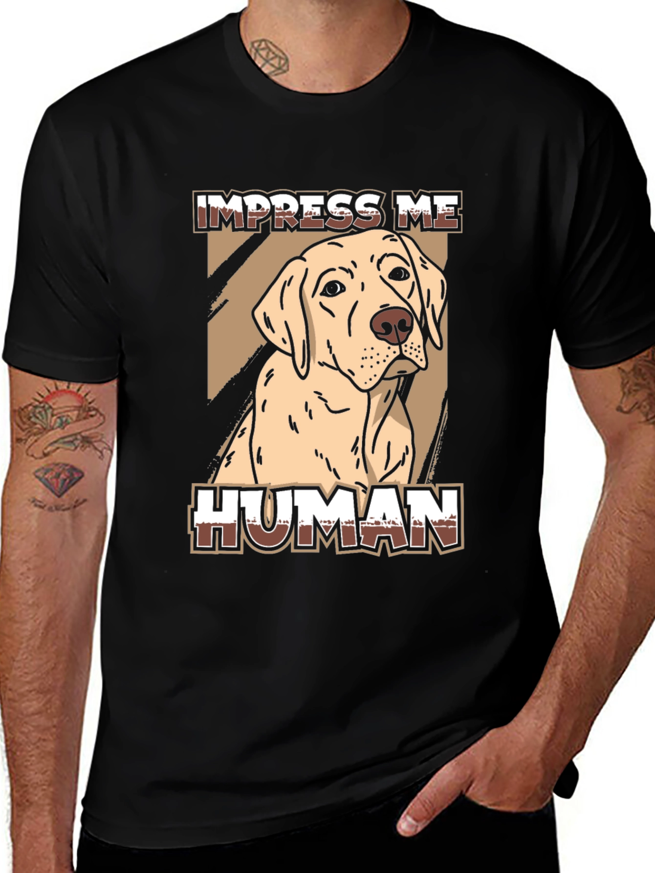 Black Impress Me Human Dog Graphic Tee - Black main image