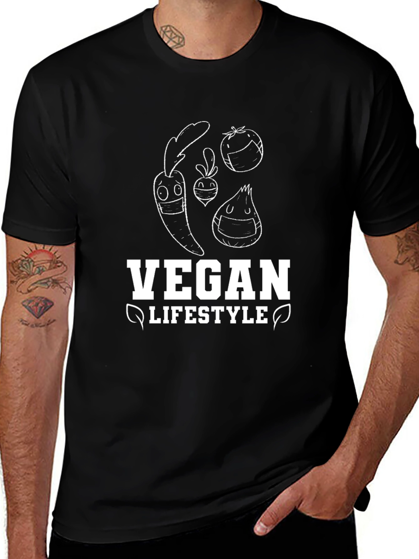 Variant 21 of Vegan Lifestyle Graphic Tee - Black Cotton T-Shirt