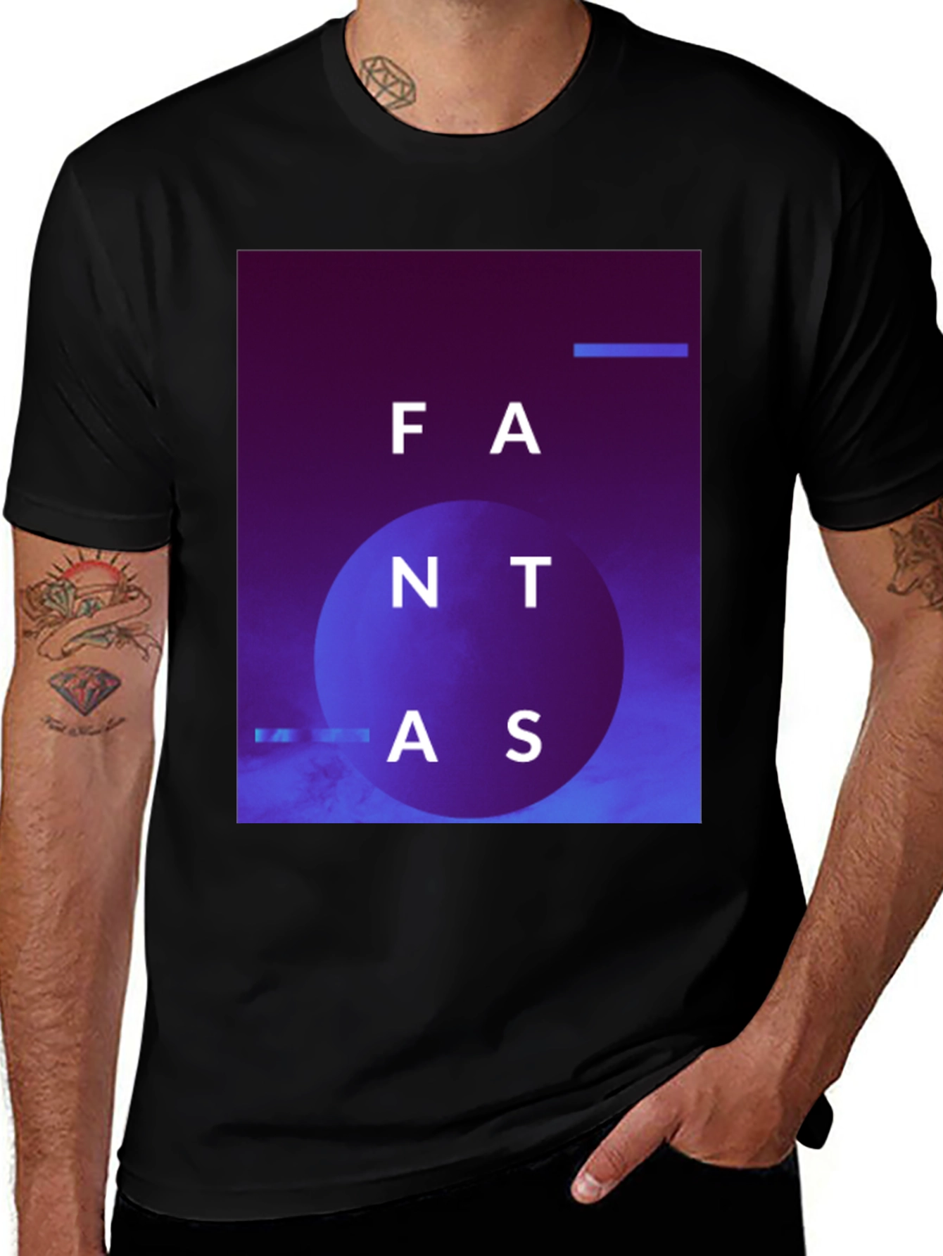 Variant 21 of Abstract 'Fantas' Graphic Black T-Shirt