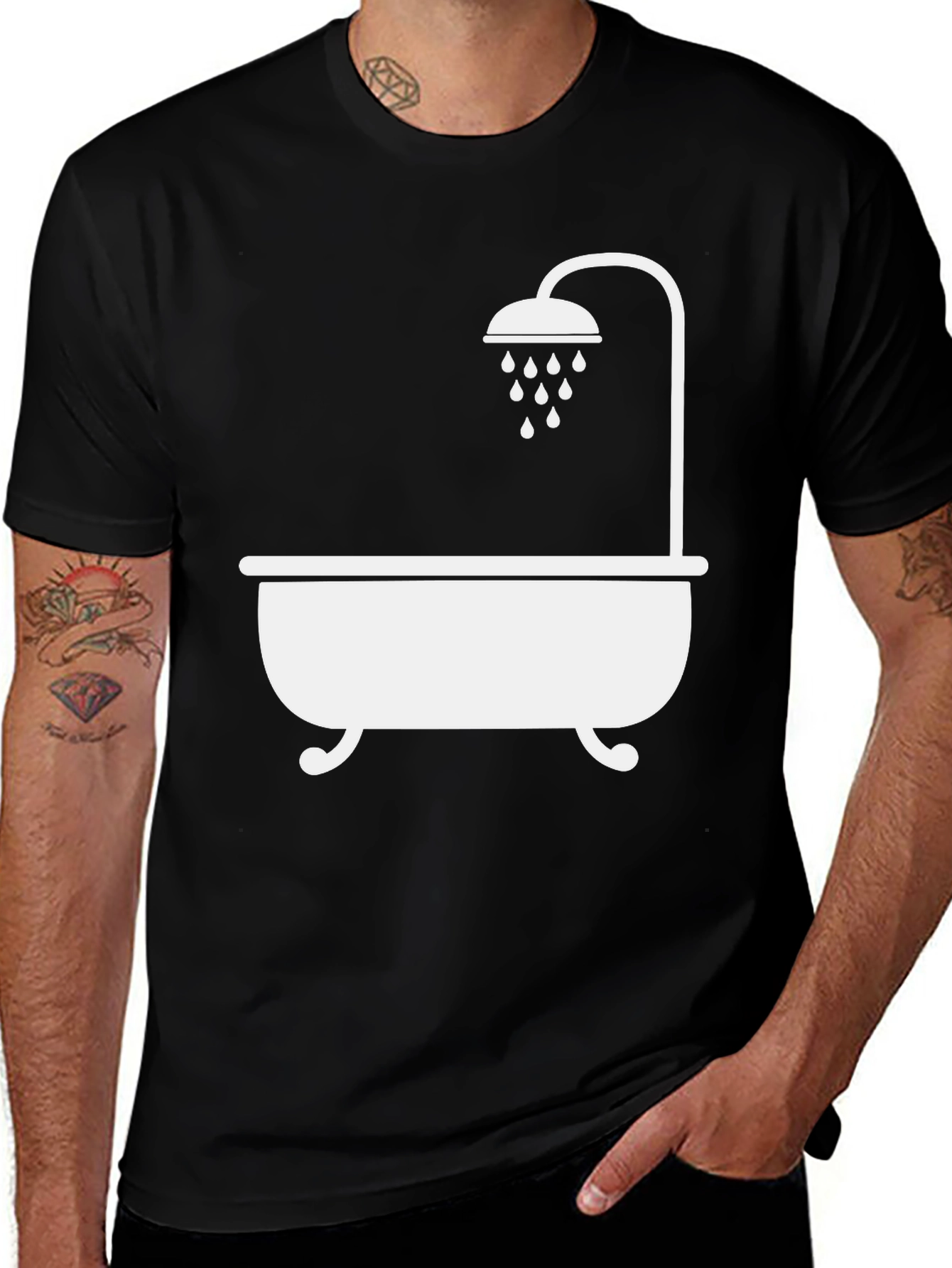 Bathtub & Shower Graphic Tee - Unique Bathroom Humor Shirt