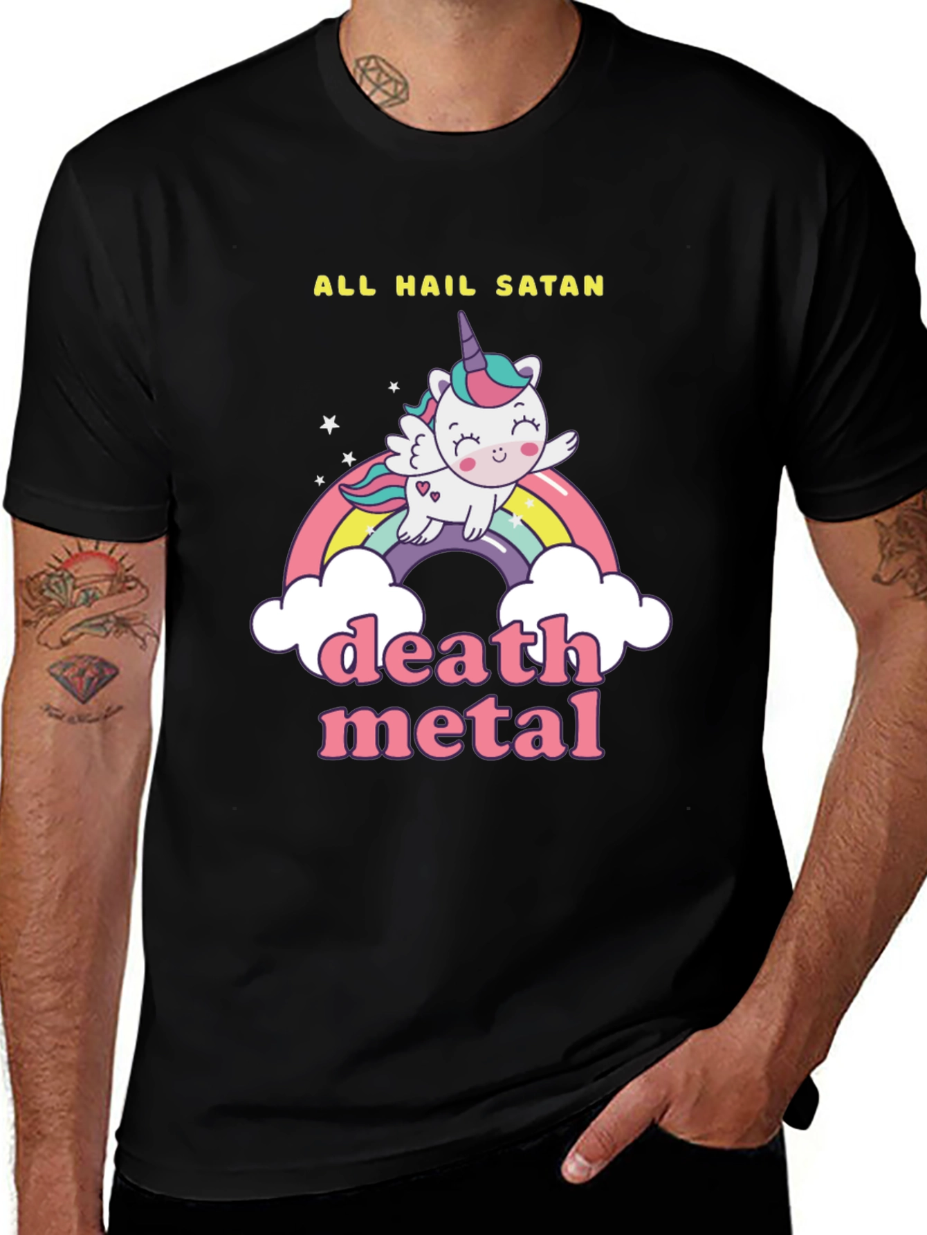 All Hail Satan Death Metal Unicorn T-Shirt