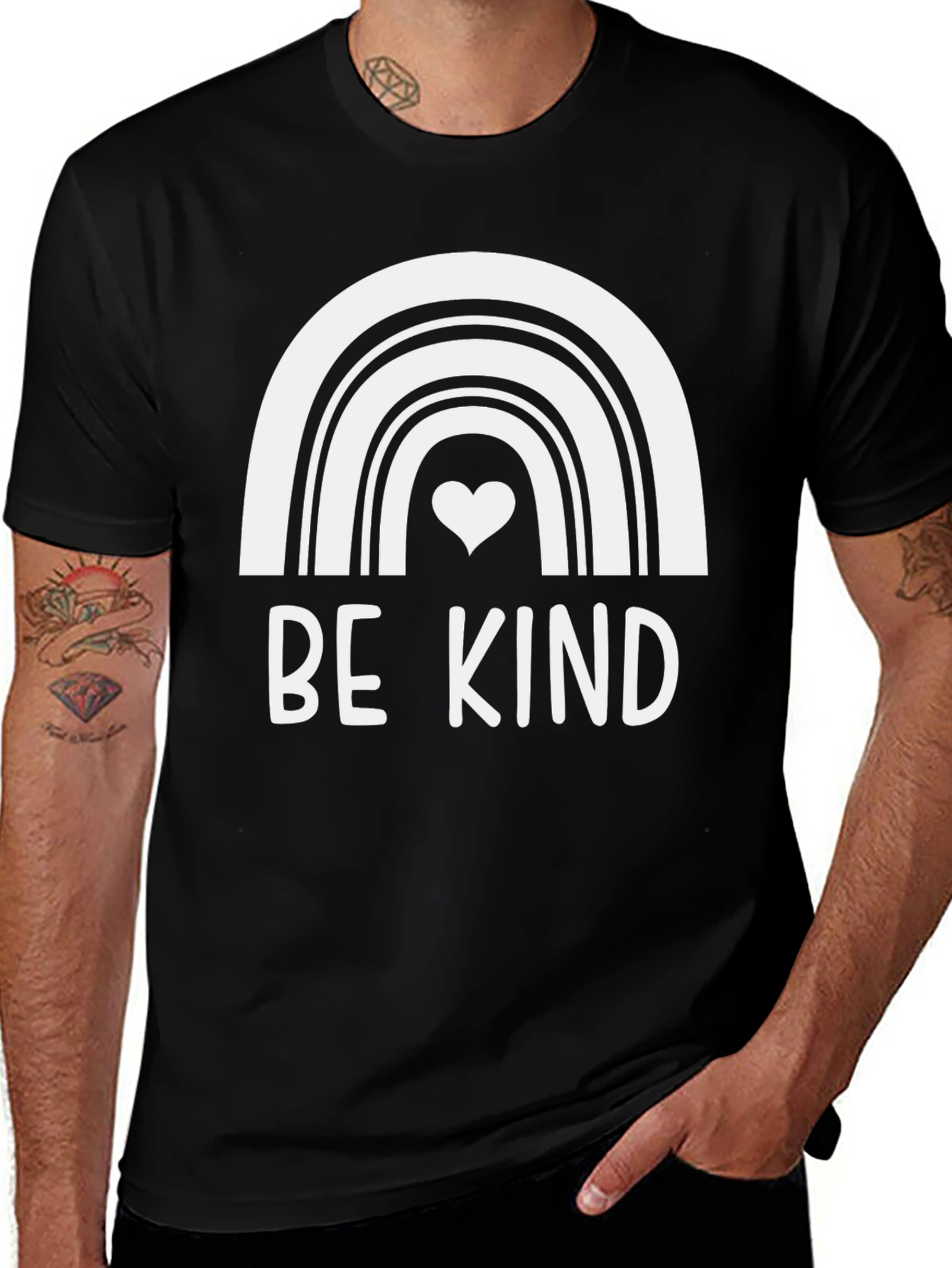 Variant 7 of Be Kind Rainbow Heart Graphic Tee - Soft Cotton Blend