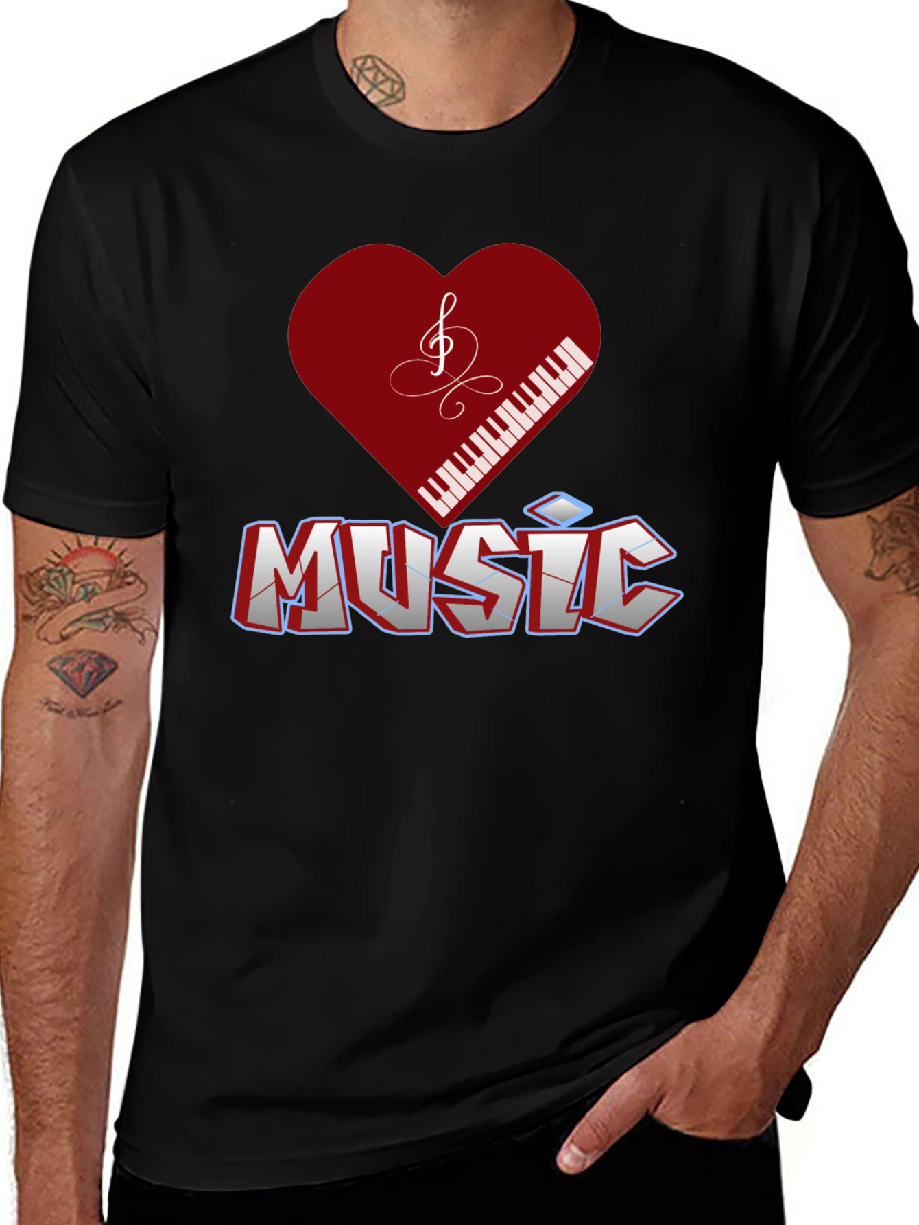 Variant 24 of Music Lover T-Shirt - Piano Heart Design