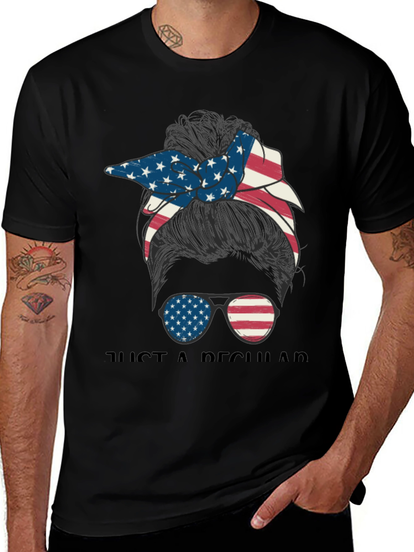 Variant 17 of Patriotic Messy Bun T-Shirt