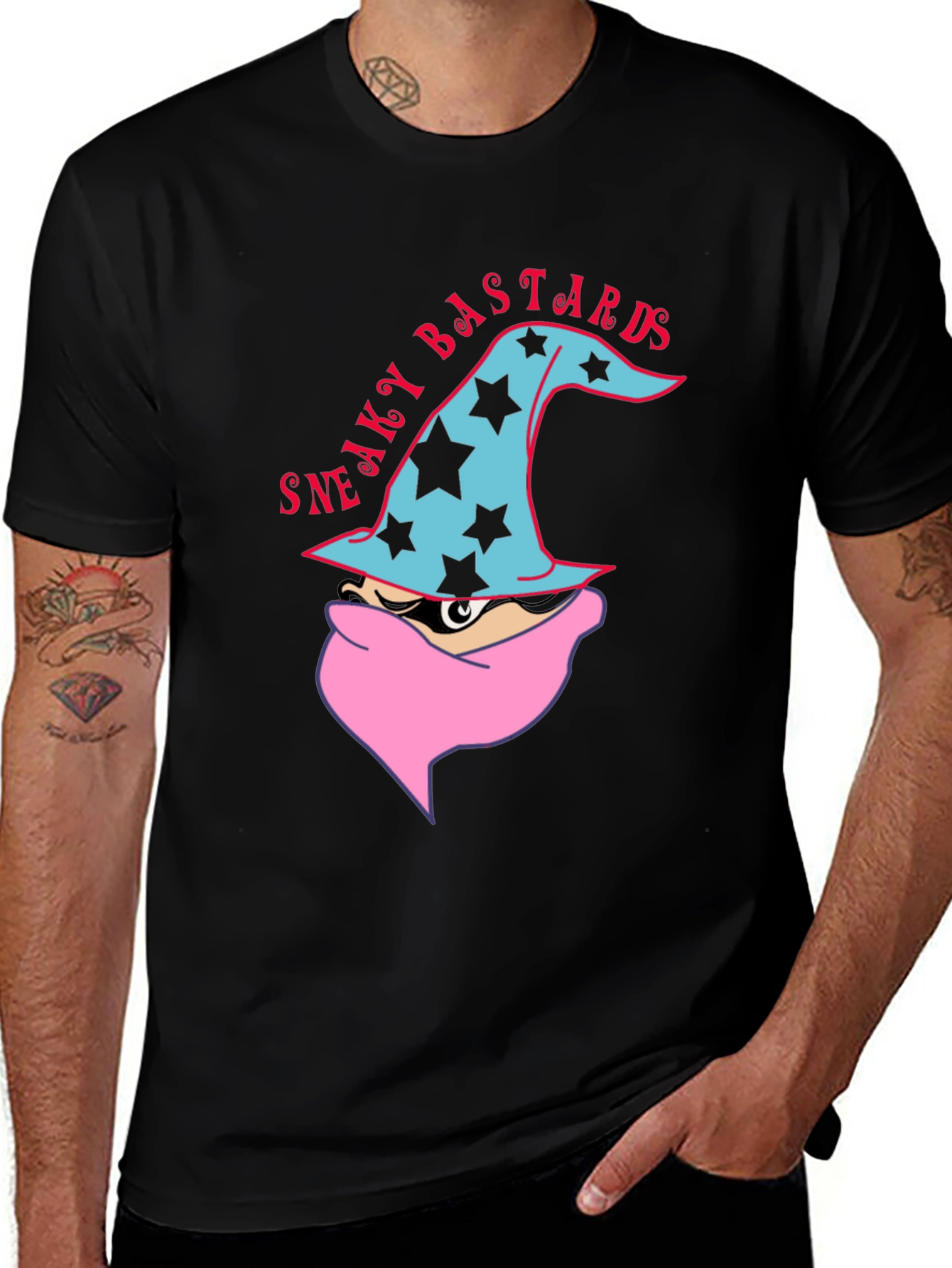Variant 10 of Sneaky Bastards Graphic T-Shirt - Wizard Design