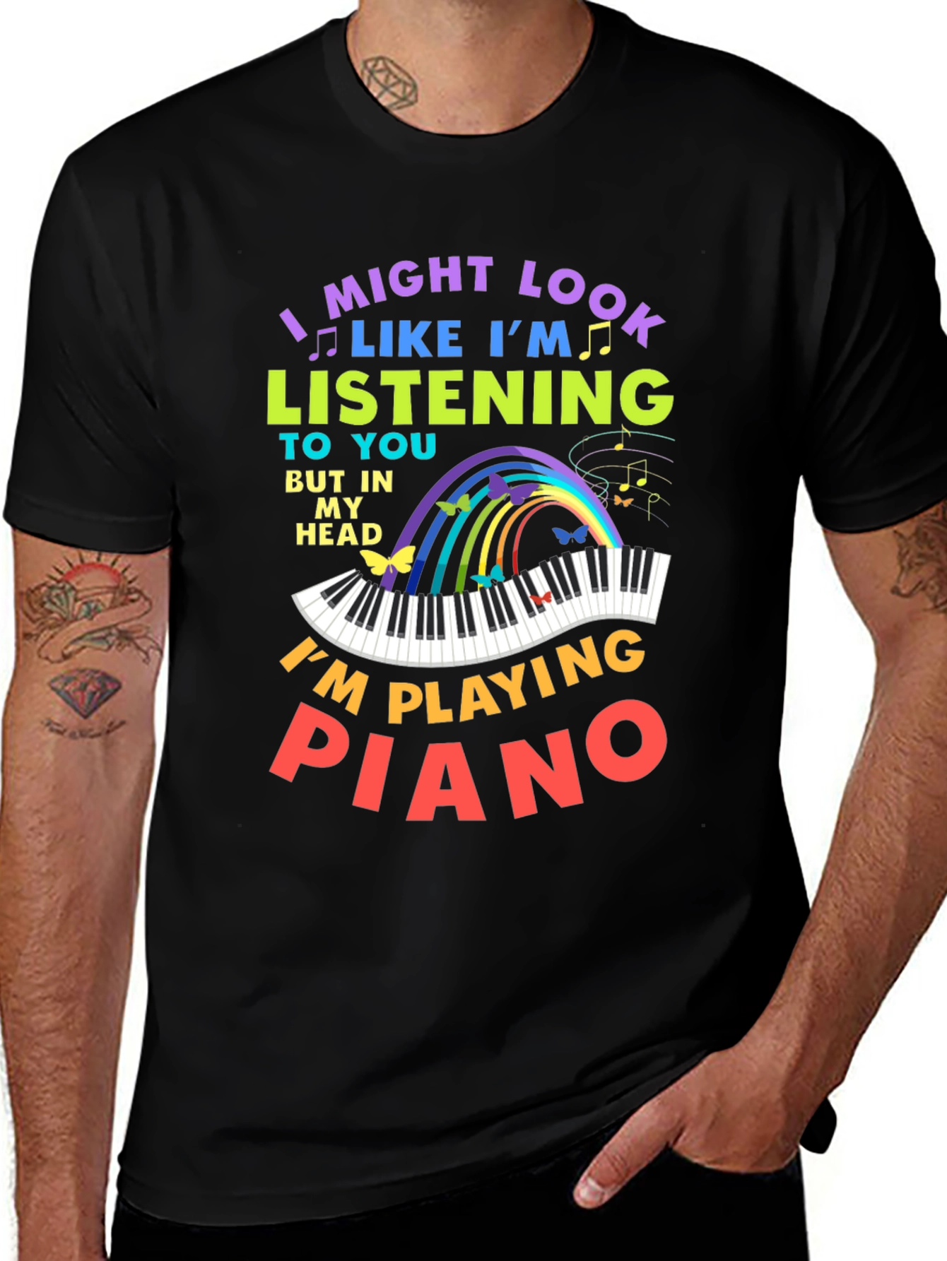 Variant 7 of Piano Player Tee - I Might Look Like I'm Listening T-Shirt