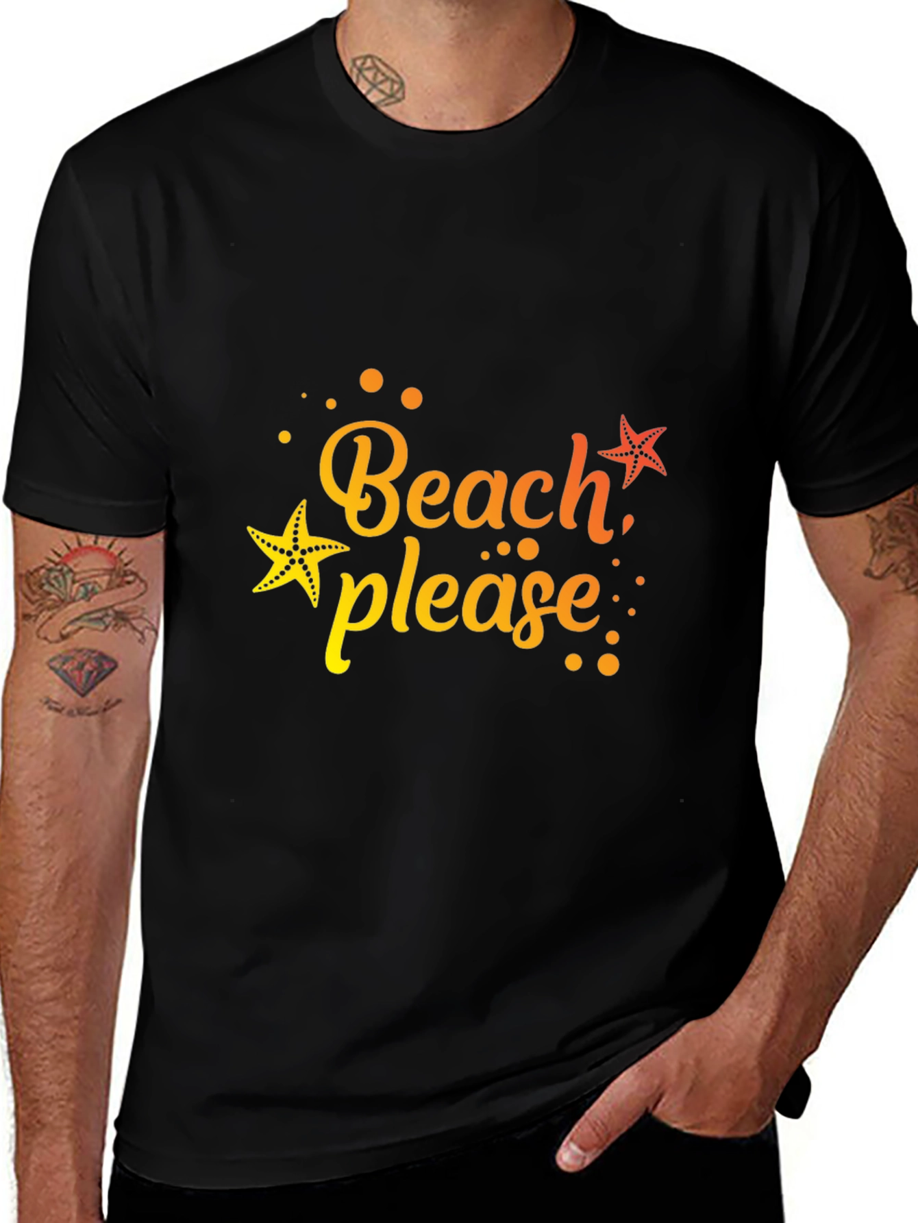 Variant 12 of Beach Please Graphic Tee - Black T-Shirt