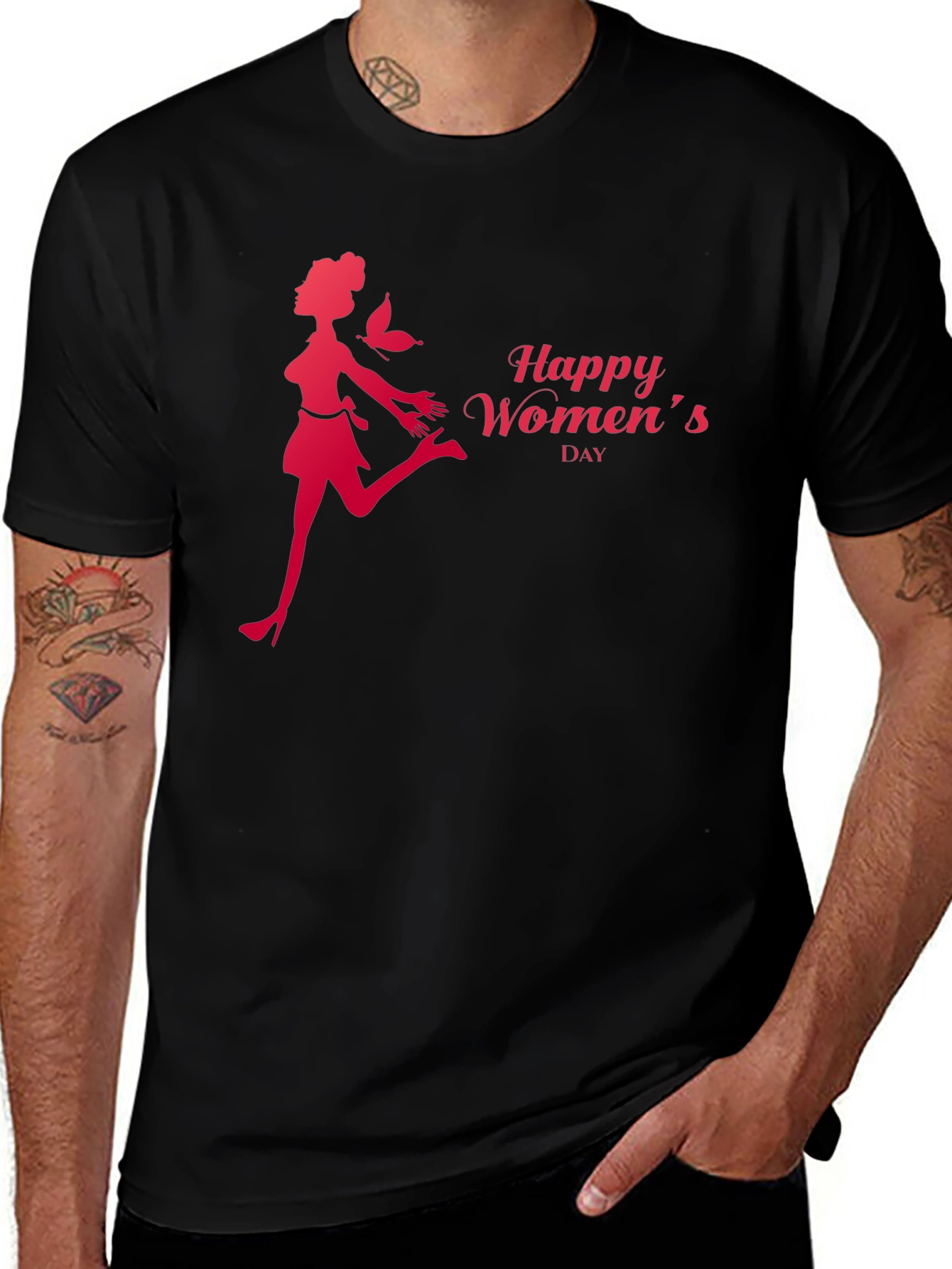 Happy Women's Day Graphic Tee - Stylish Black T-Shirt