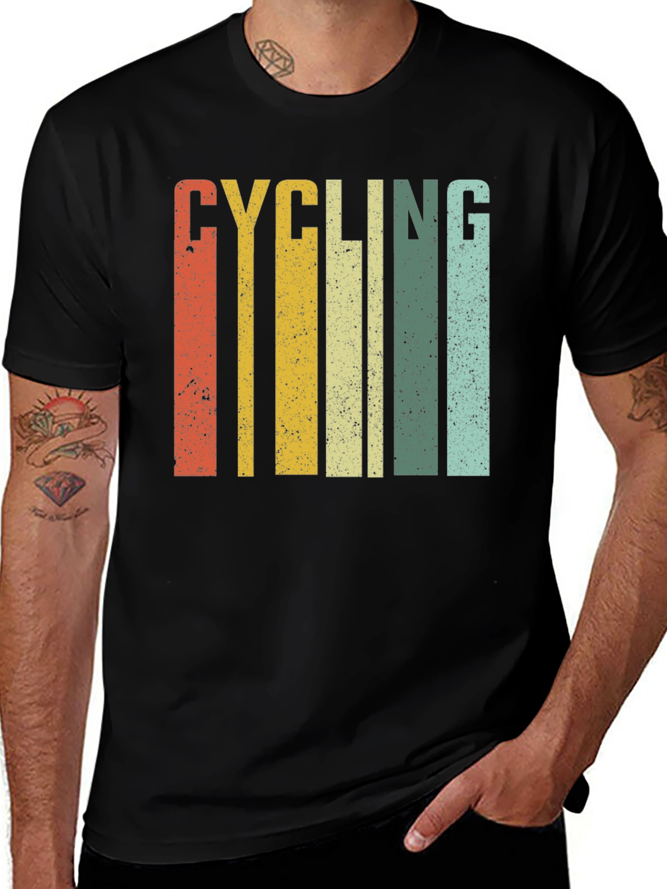 Variant 9 of Retro Cycling Graphic Tee - Black Cotton Blend