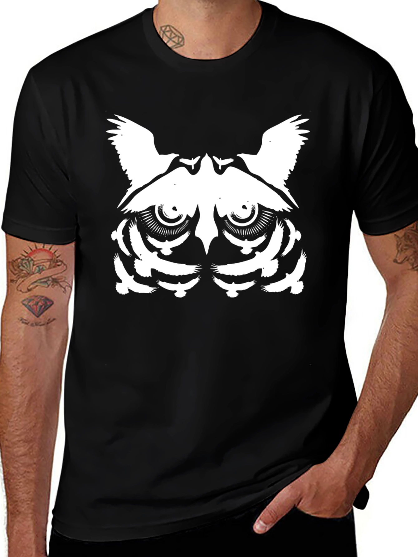 Variant 25 of Owl Graphic Tee - Black