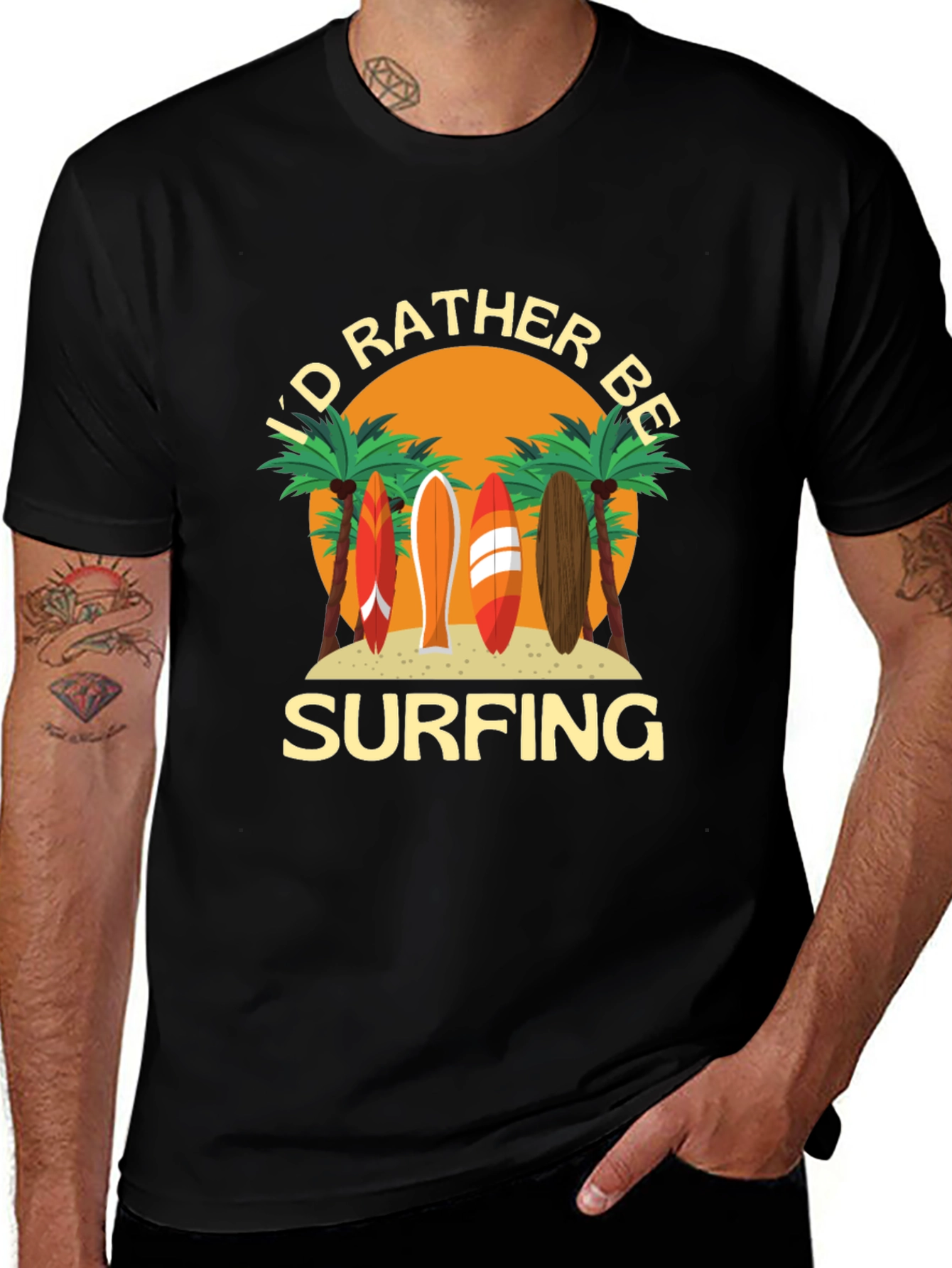 Variant 28 of I'd Rather Be Surfing T-Shirt Beach Graphic